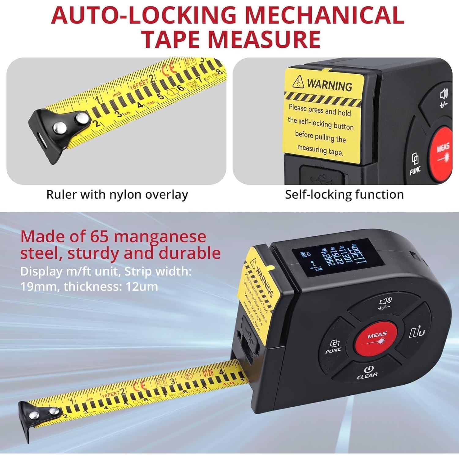 Cinta Métrica Láser BINTA 50m/5m Pantalla Digital USB-C
