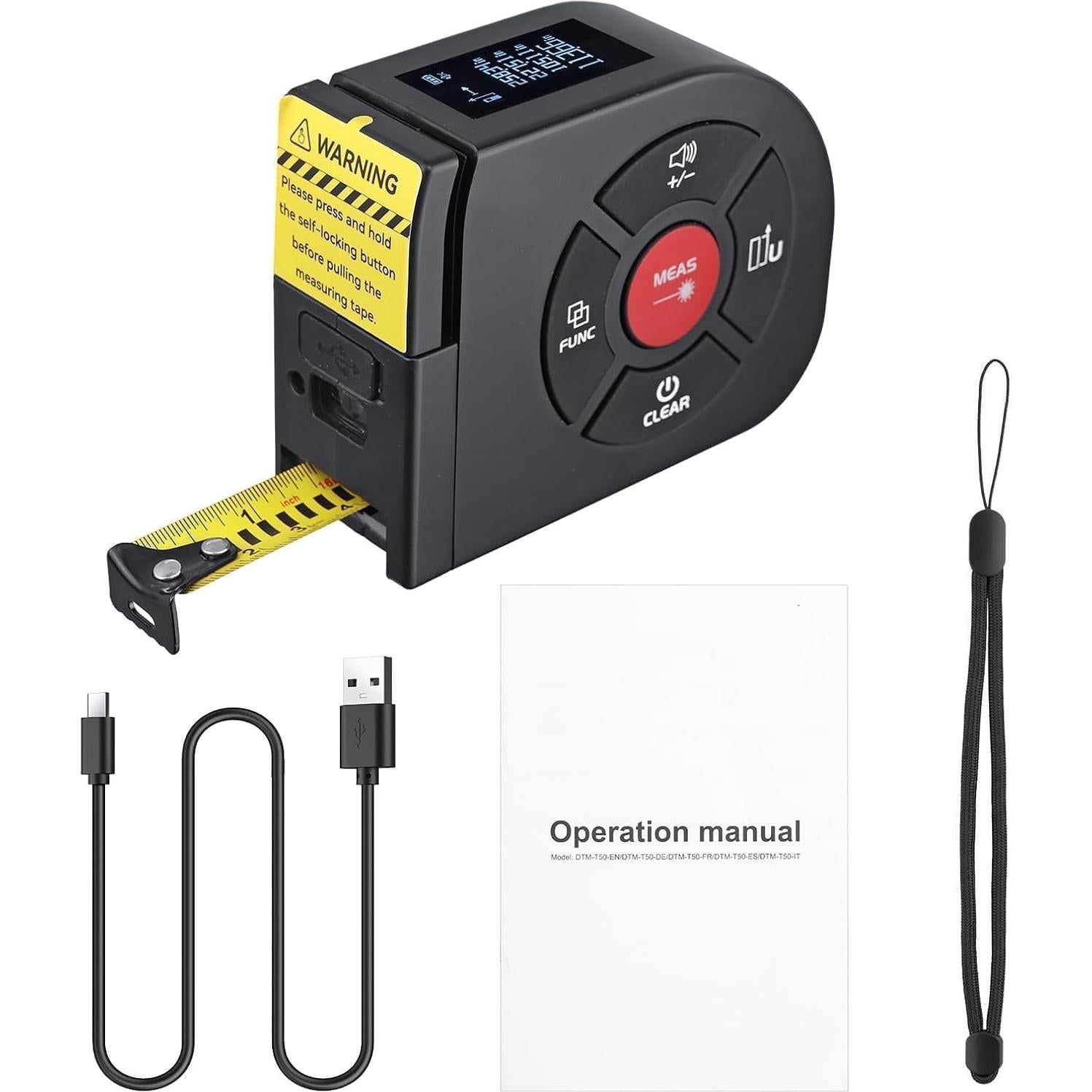 Cinta Métrica Láser BINTA 50m/5m Pantalla Digital USB-C