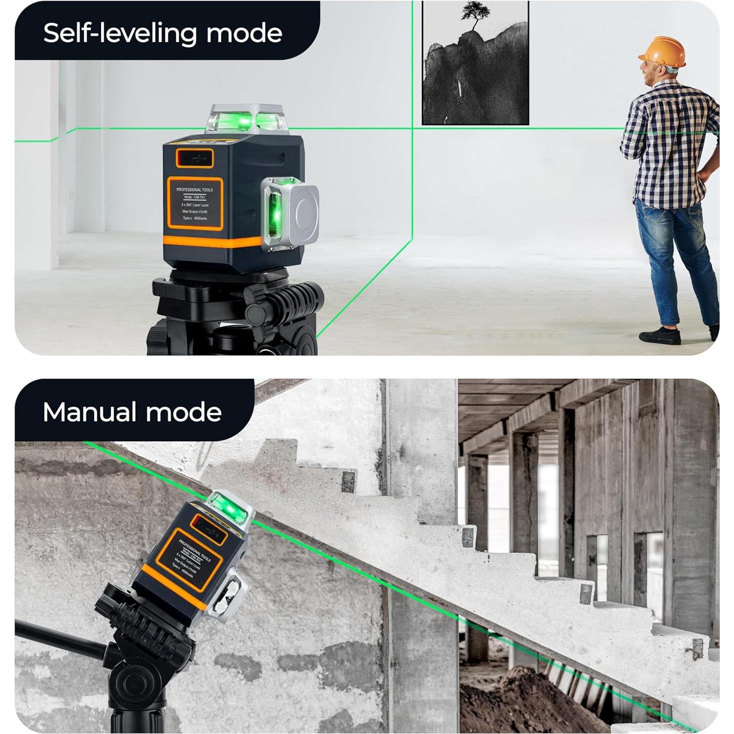 Nivel Láser Autonivelante CIGMAN CM-701 3D Verde 360°