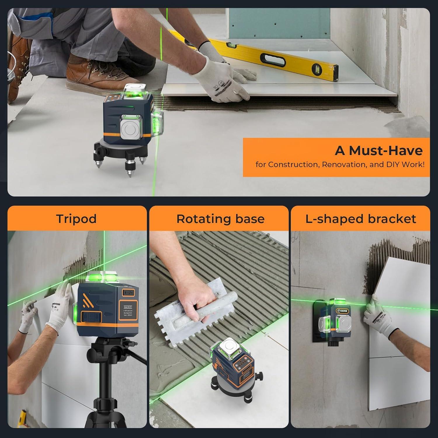 Nivel Láser Autonivelante CIGMAN CM-701 3D Verde 360°