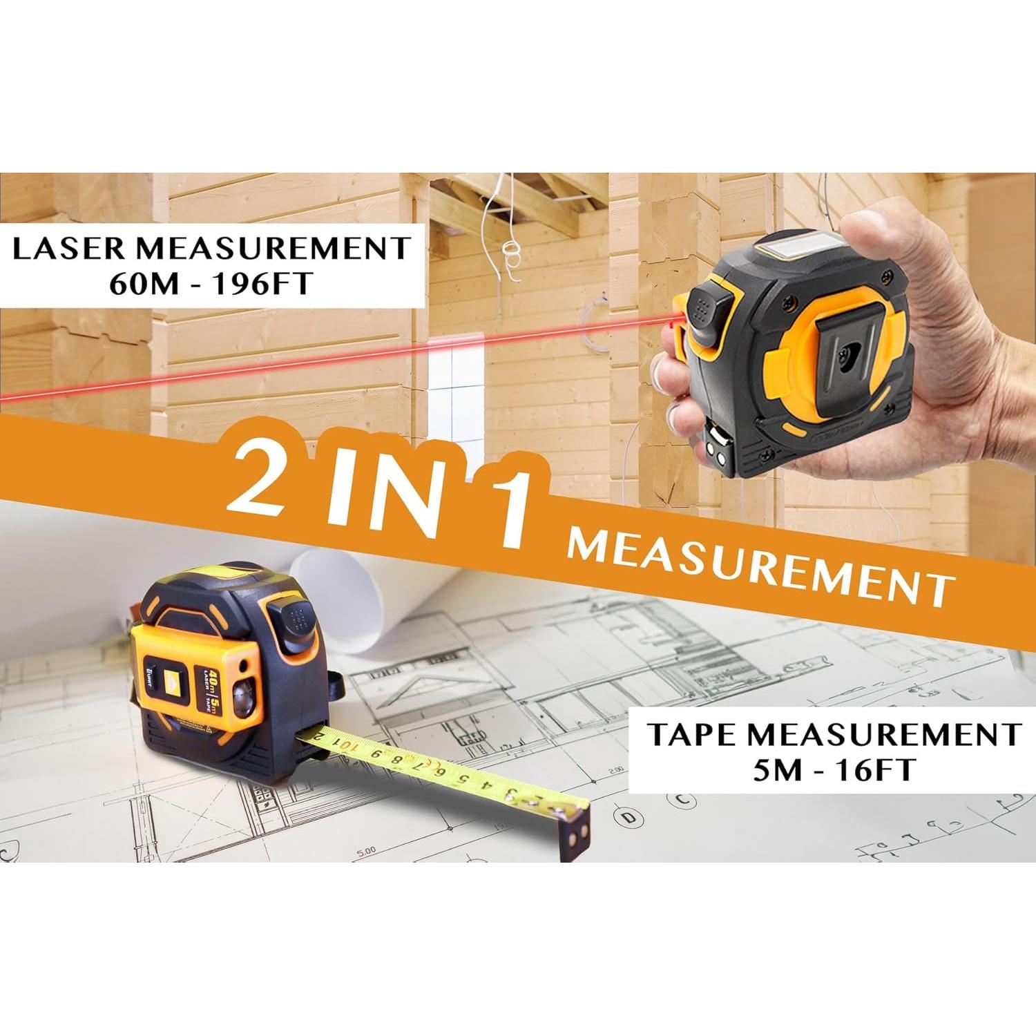 Cinta Métrica Digital IDARA 2 en 1 con Láser 40m y 5m