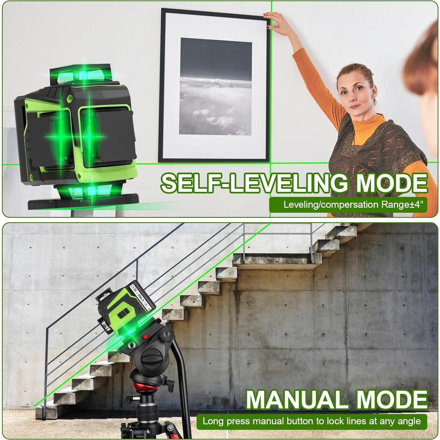 Nivel láser 4D ENRIPRT 16 líneas 360° auto nivelante verde