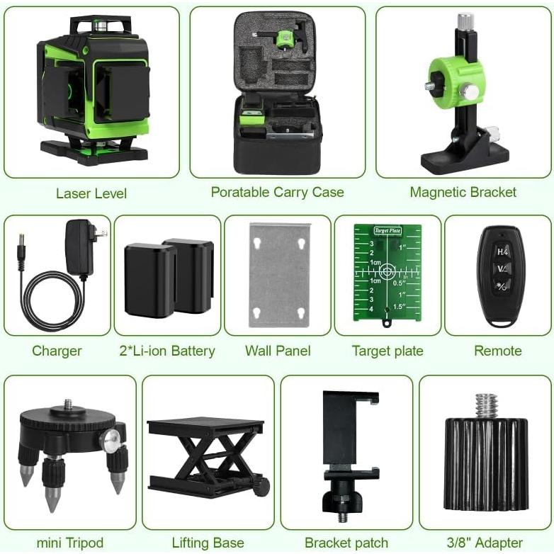 Nivel láser 4D ENRIPRT 16 líneas 360° auto nivelante verde