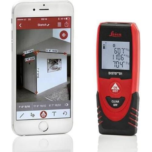 DISTO D1 130ft Laser Distance Measure with Bluetooth 4.0, Black/Red