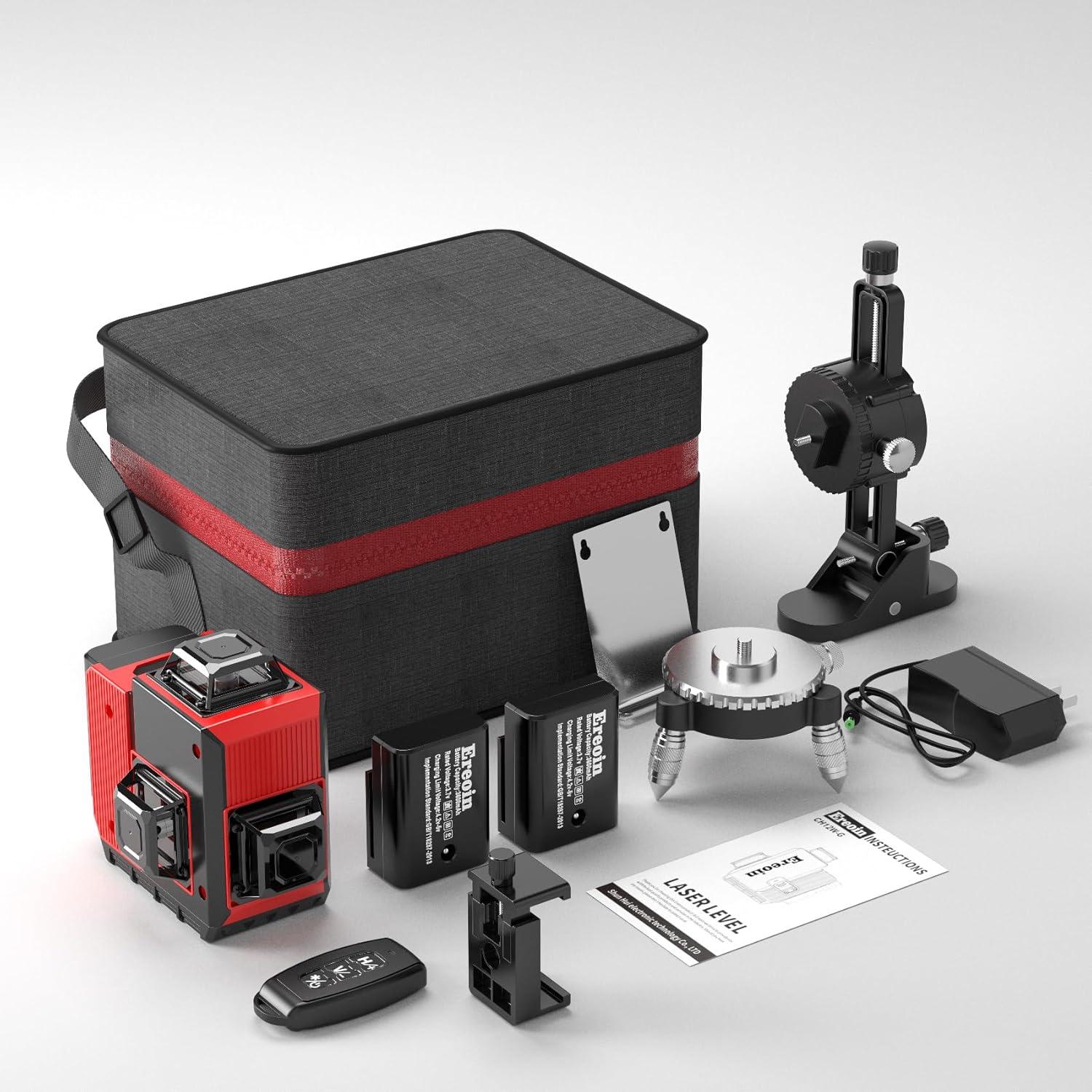 Nivel láser Ereoin 12 líneas 3x360° verde auto nivelante