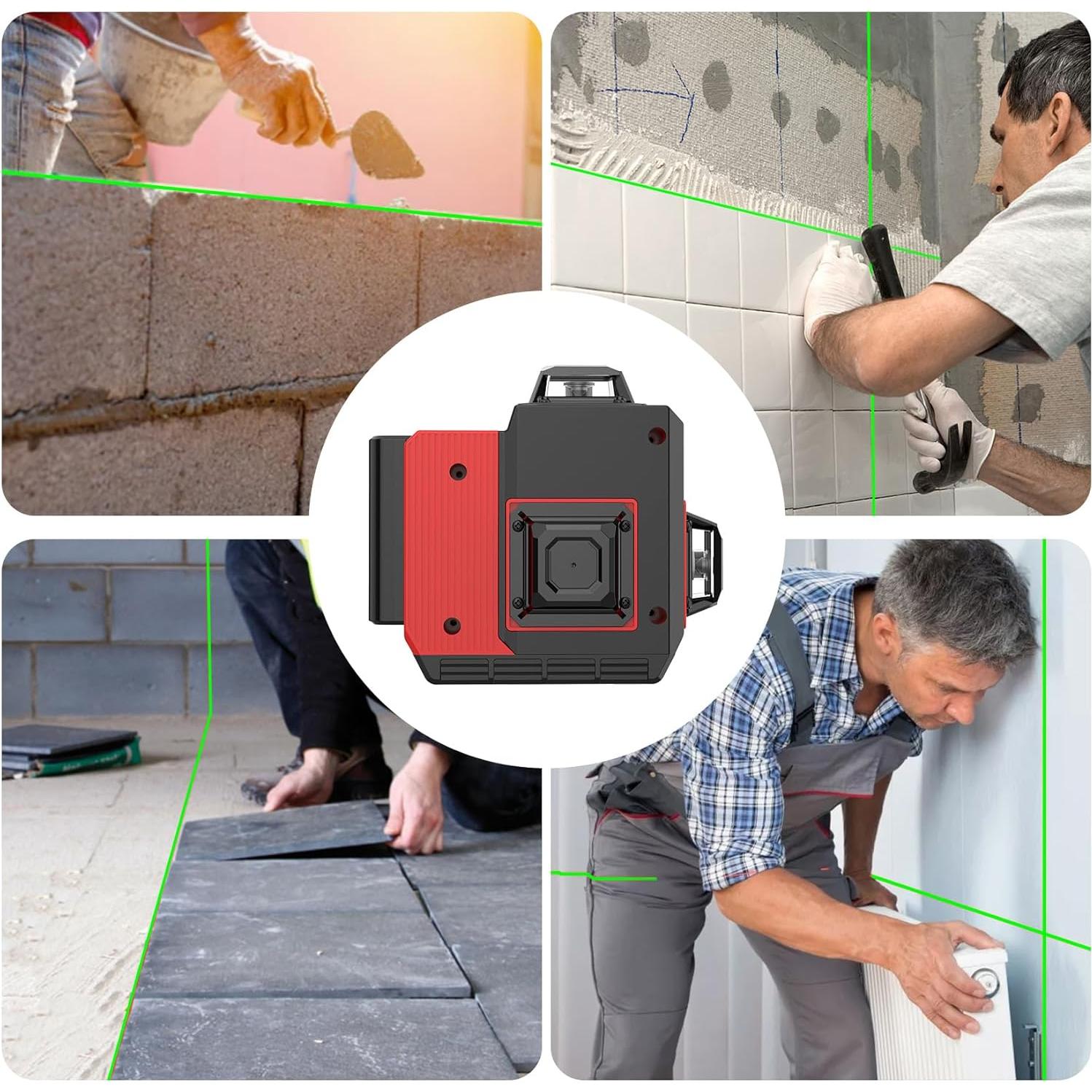 Nivel láser Ereoin 12 líneas 3x360° verde auto nivelante
