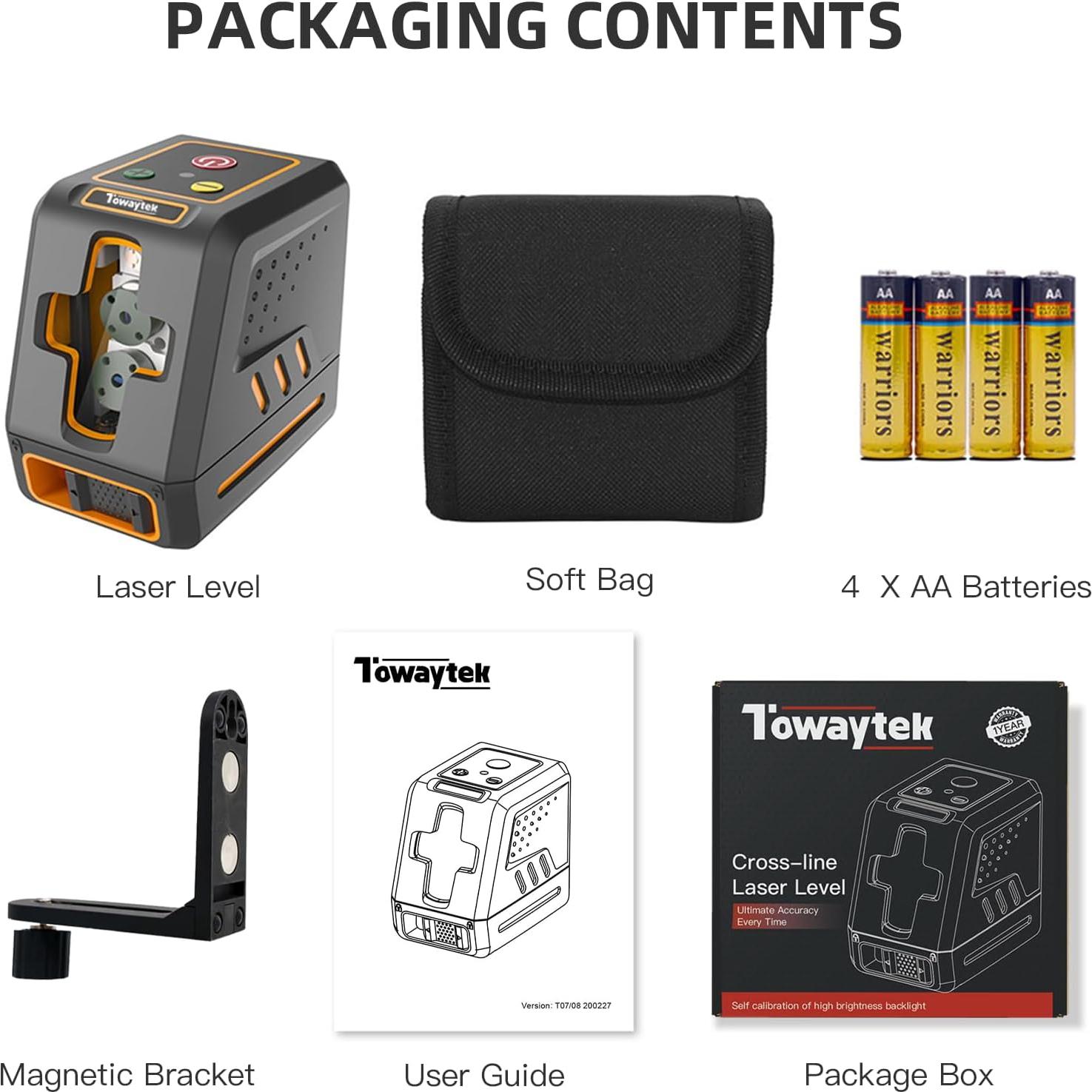 Nivel láser autonivelante Towaytek T08 30m con bolsa