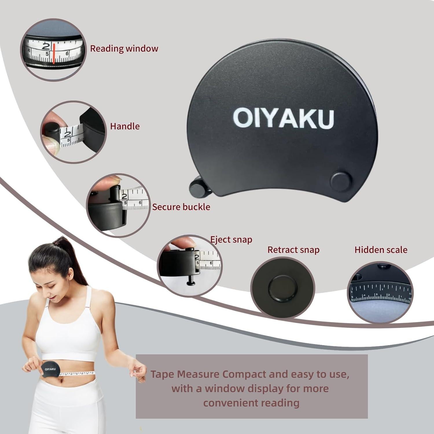 Cinta Métrica Oiyaku Doble Escala 150cm con Ventana de Lectura