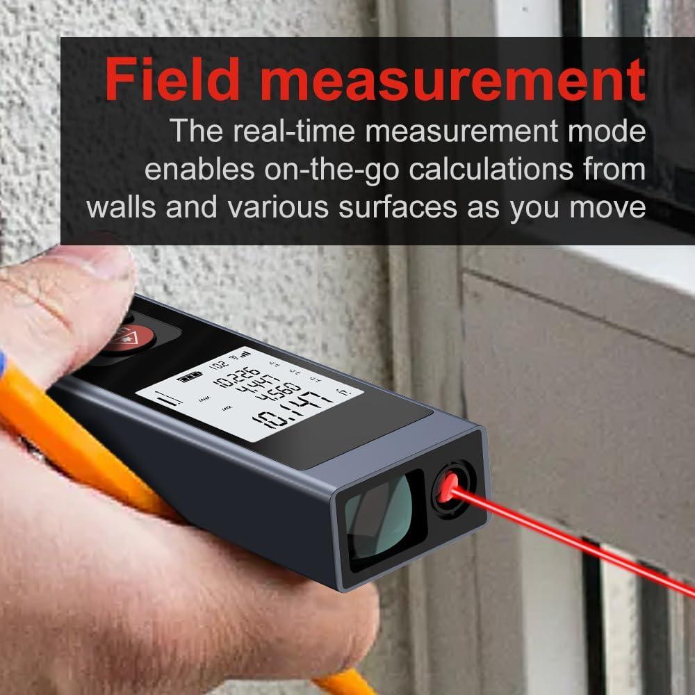 Laser Measuring Tool AquilaPro 197ft/328f t Range Laser Tape Measure ±0.078 Inch Accuracy Compact Laser Measuring Tape with USB Charging Laser Distance Measuring Tool Flexible Unit Switching m/in/ft