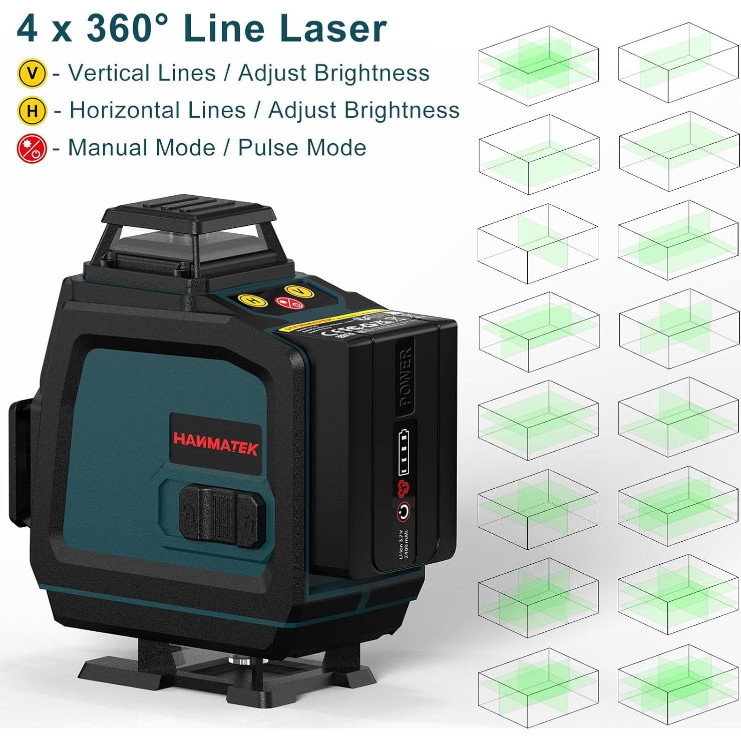 Nivel Láser 360° Autonivelante HANMATEK 4D 16 Líneas
