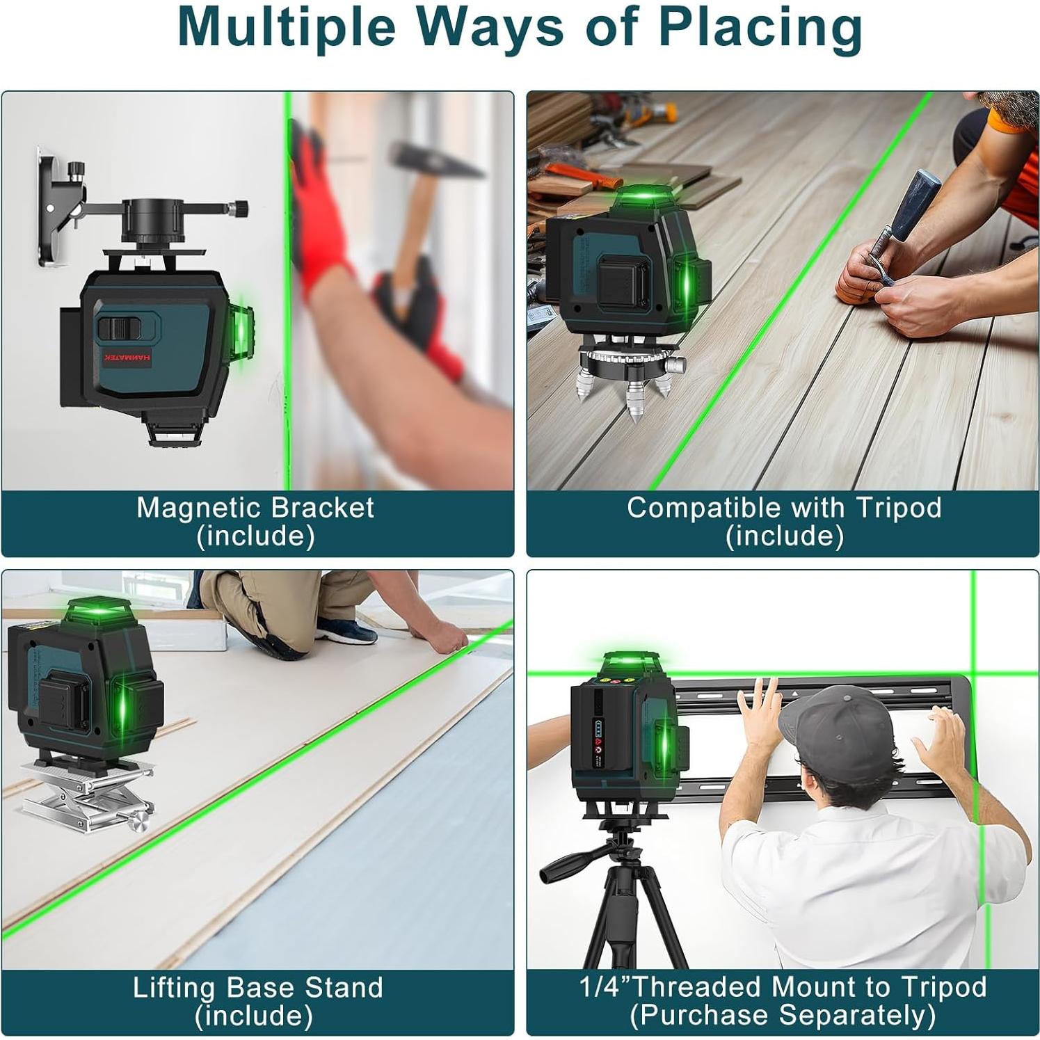 Nivel Láser 360° Autonivelante HANMATEK 4D 16 Líneas