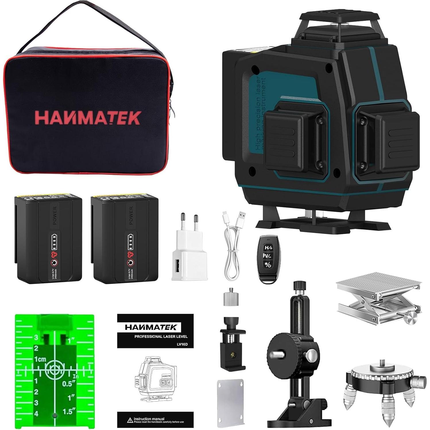 Nivel Láser 360° Autonivelante HANMATEK 4D 16 Líneas