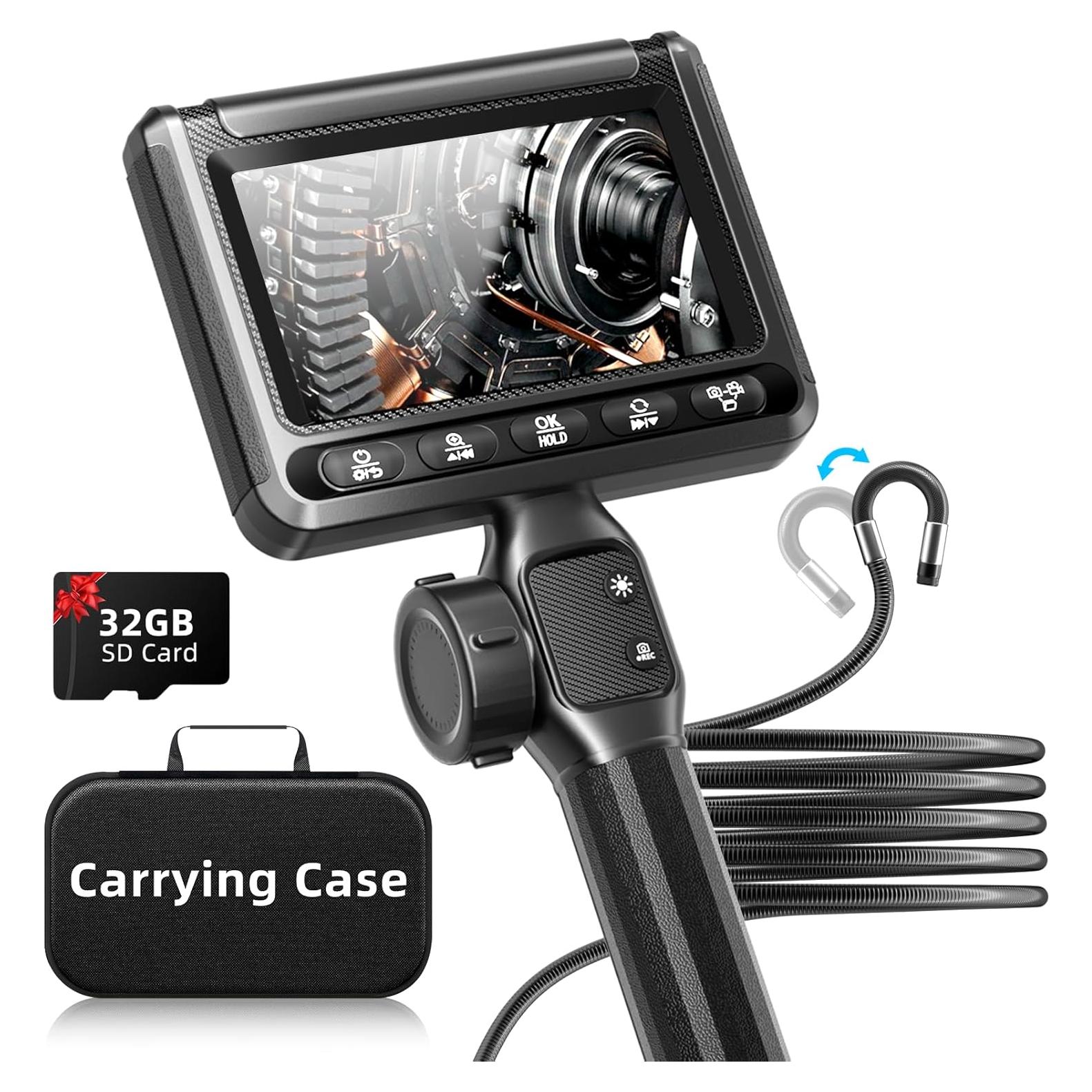 Borescopio Articulado UJOYOK 8mm con Luz LED y Pantalla 4.3"