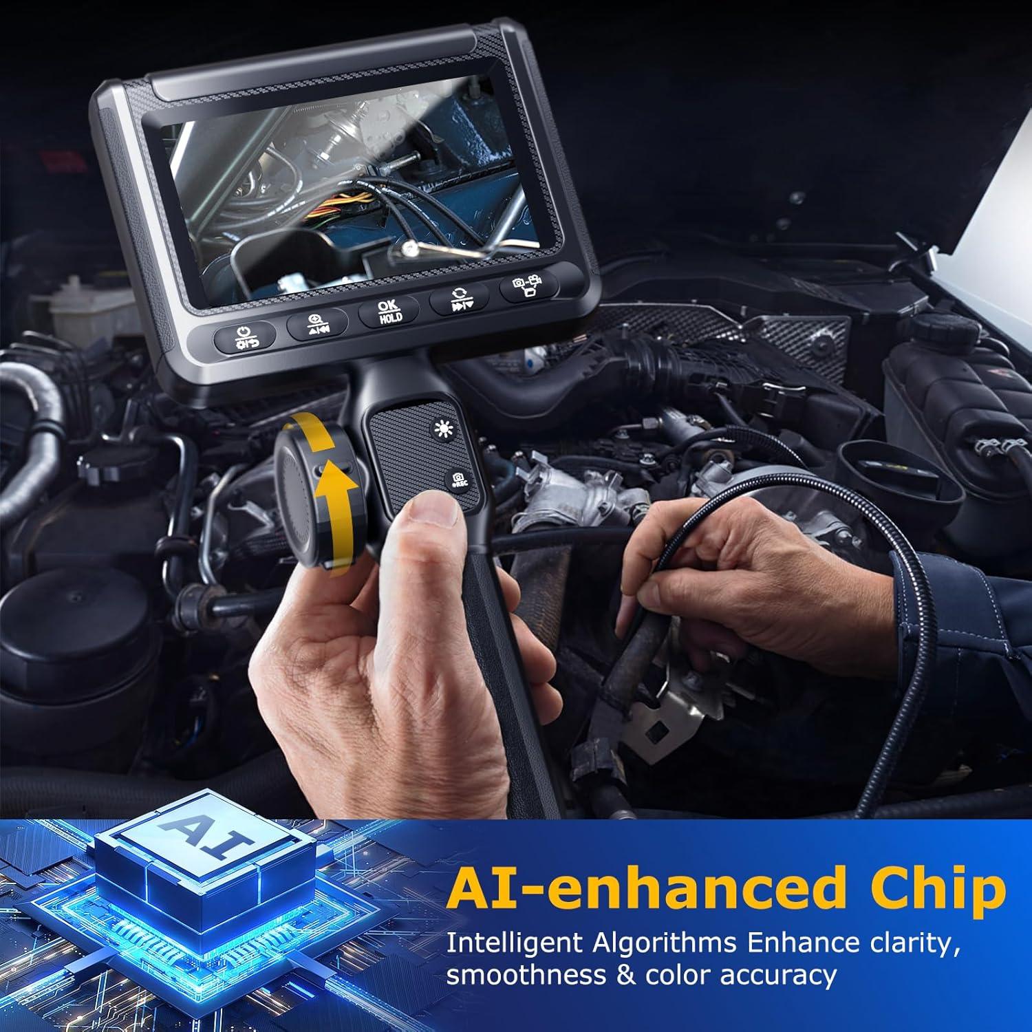 Borescopio Articulado UJOYOK 8mm con Luz LED y Pantalla 4.3"