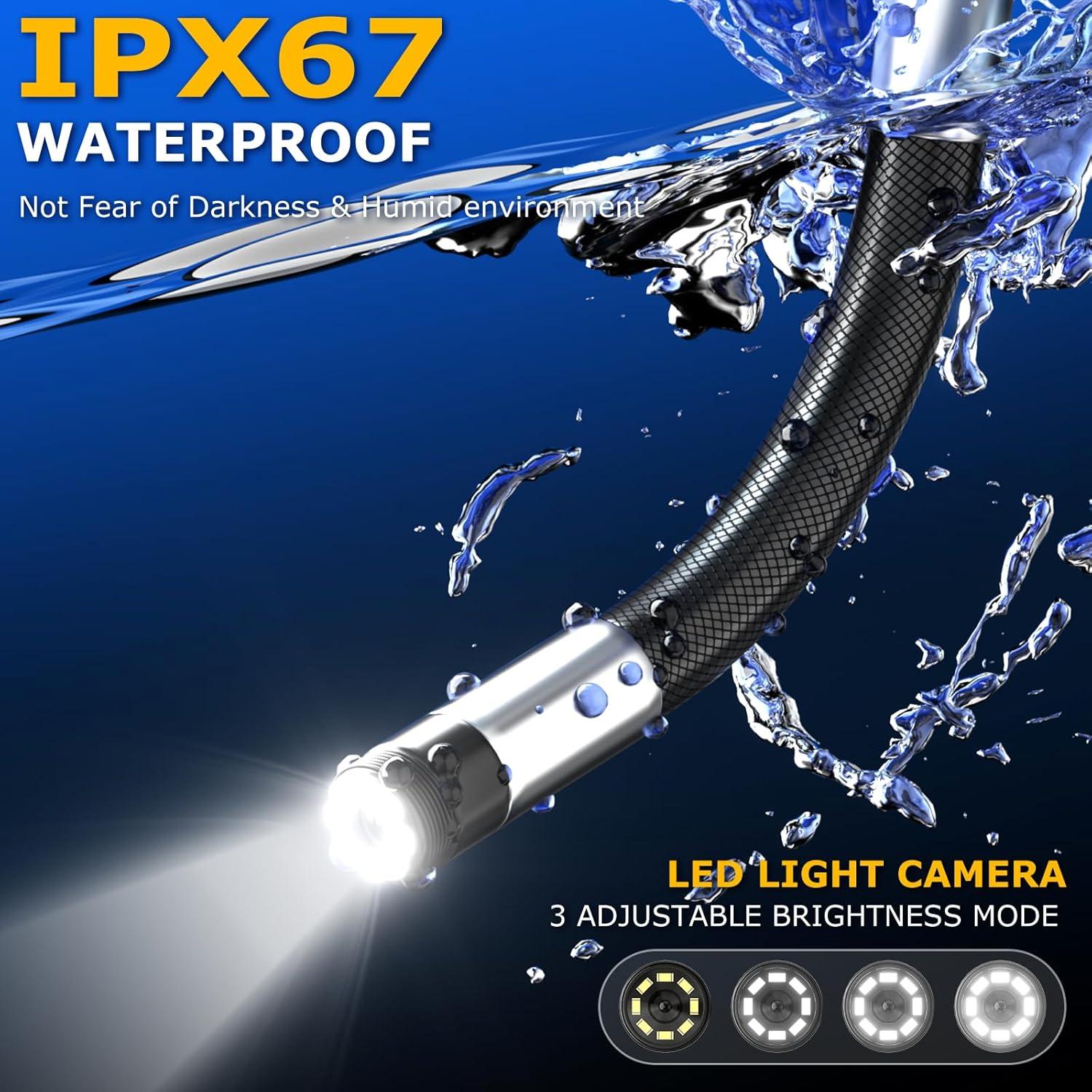 Borescopio Articulado UJOYOK 8mm con Luz LED y Pantalla 4.3"