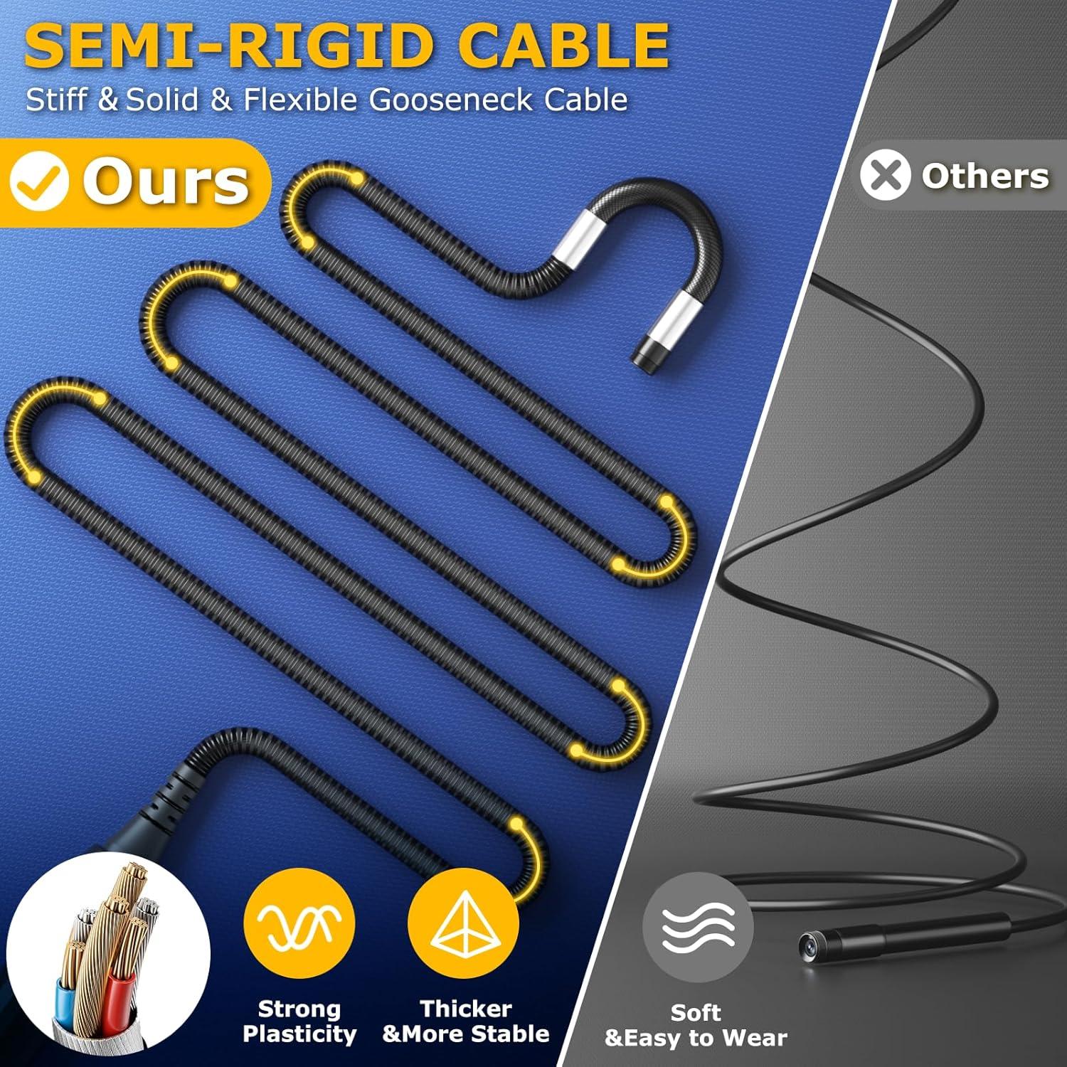 Borescopio Articulado UJOYOK 8mm con Luz LED y Pantalla 4.3"