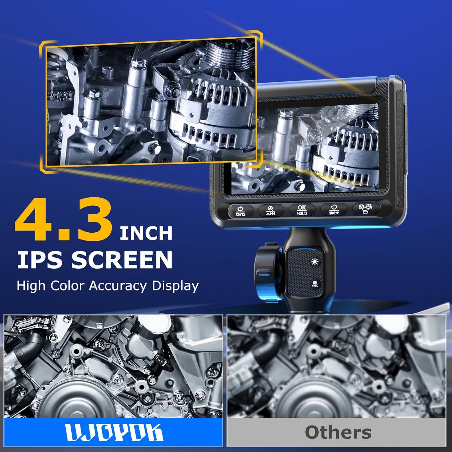 Borescopio Articulado UJOYOK 8mm con Luz LED y Pantalla 4.3"