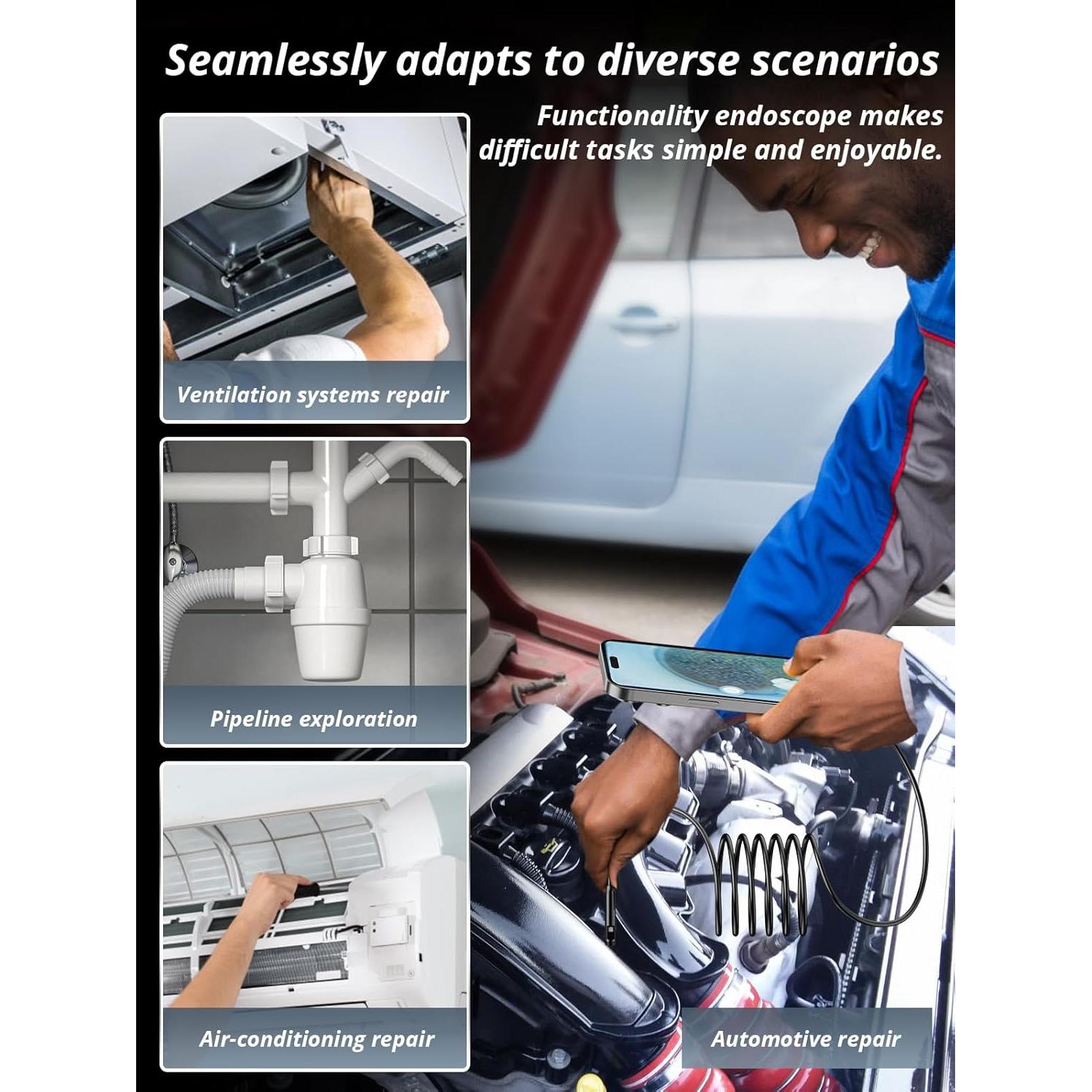 Cámara Endoscópica Acoath 1920P HD 5m Doble Lente IP67