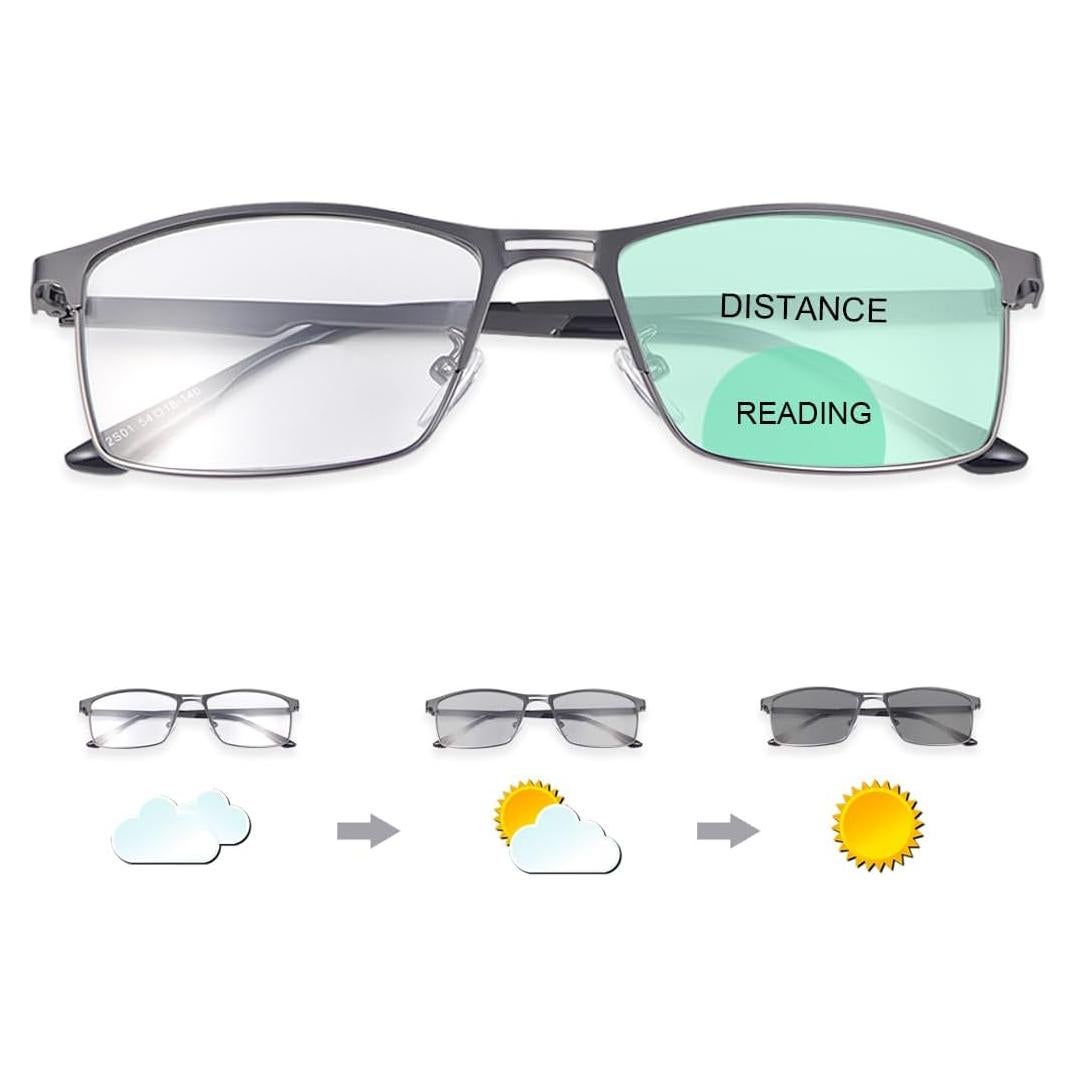 Gafas de lectura bifocales fotocromáticas UV 2.0x para adultos