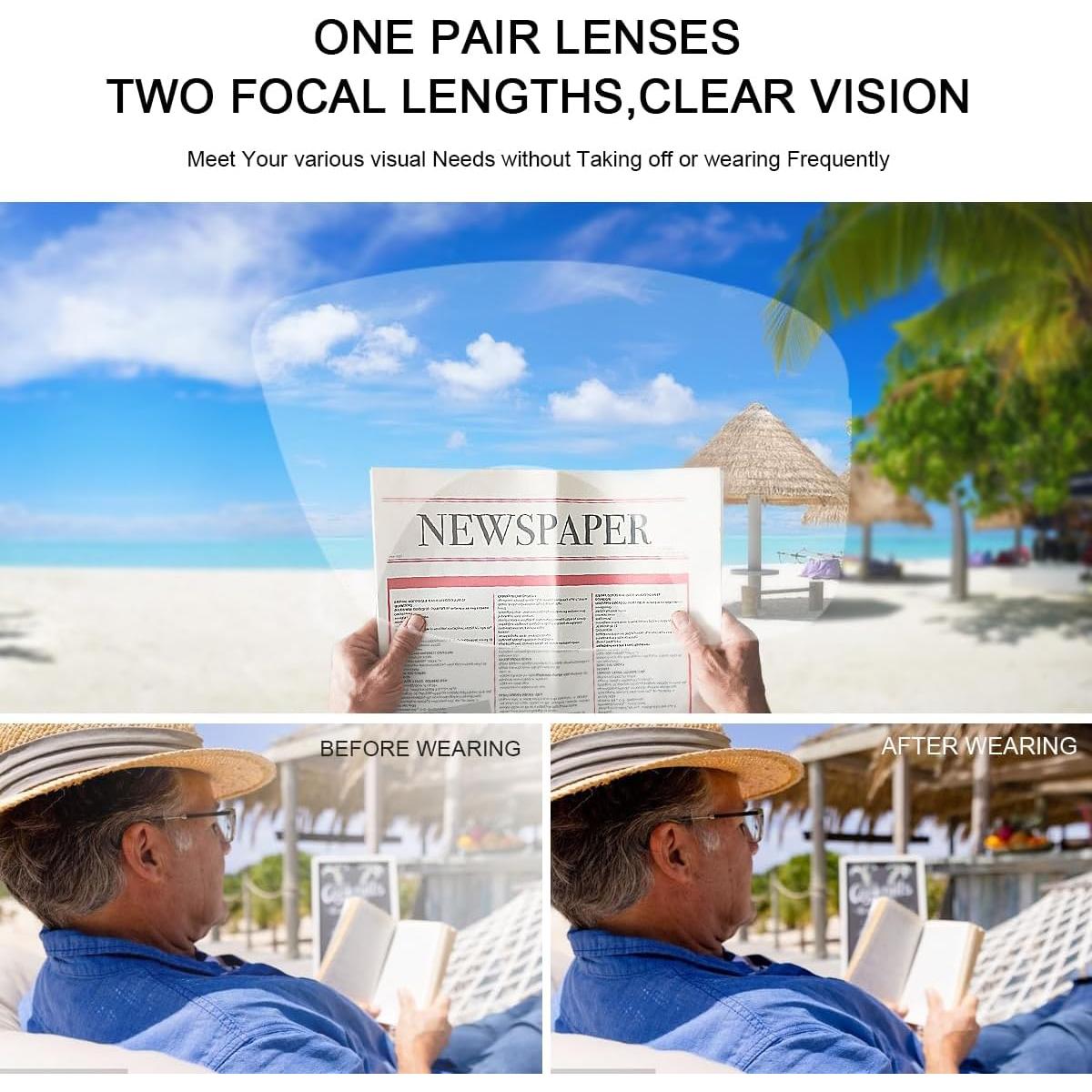 Gafas de lectura bifocales fotocromáticas UV 2.0x para adultos