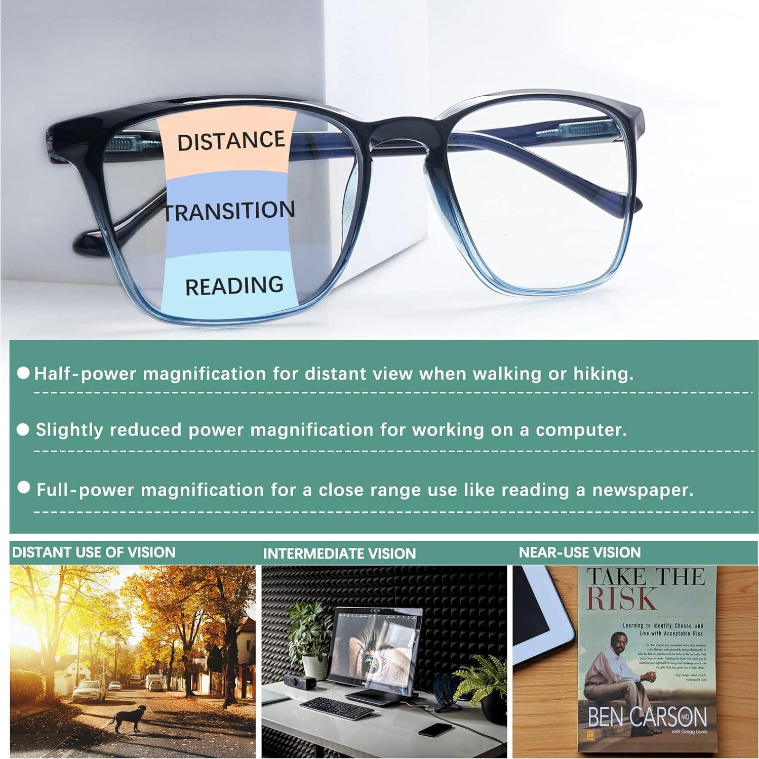 Gafas Progresivas COJWIS UV 3 Paquetes Unisex 1.75x