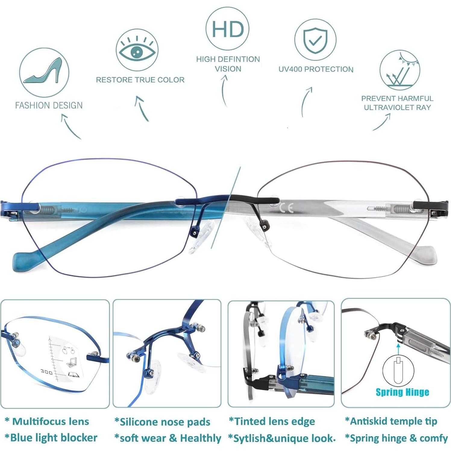 Gafas de lectura multifocal Sunamoy 1.75D anti luz azul