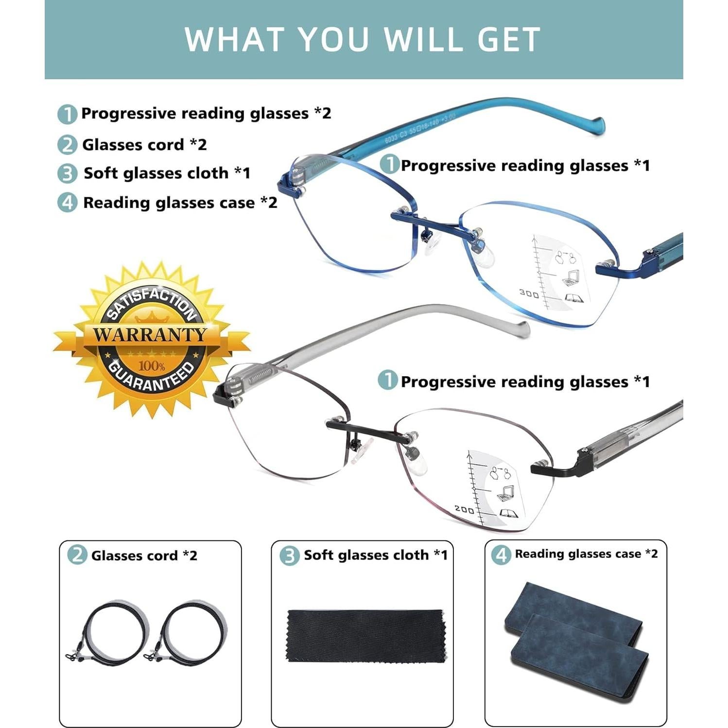 Gafas de lectura multifocal Sunamoy 1.75D anti luz azul