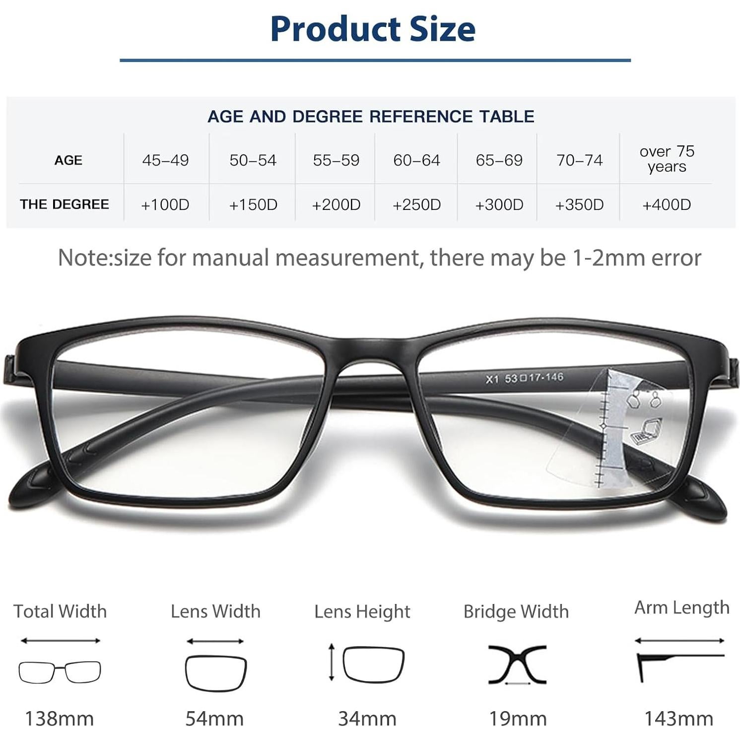 Gafas de lectura progresivas K.LAVER TR90 fotocromáticas
