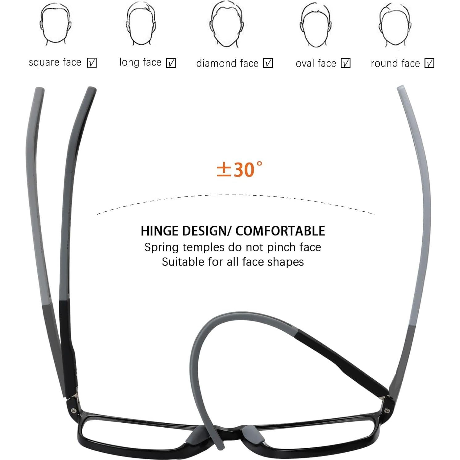 Gafas de lectura progresivas TR90 con bloqueo luz azul 2.0x