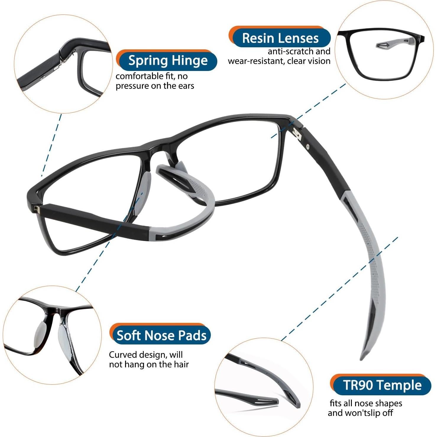 Gafas de lectura progresivas TR90 con bloqueo luz azul 2.0x