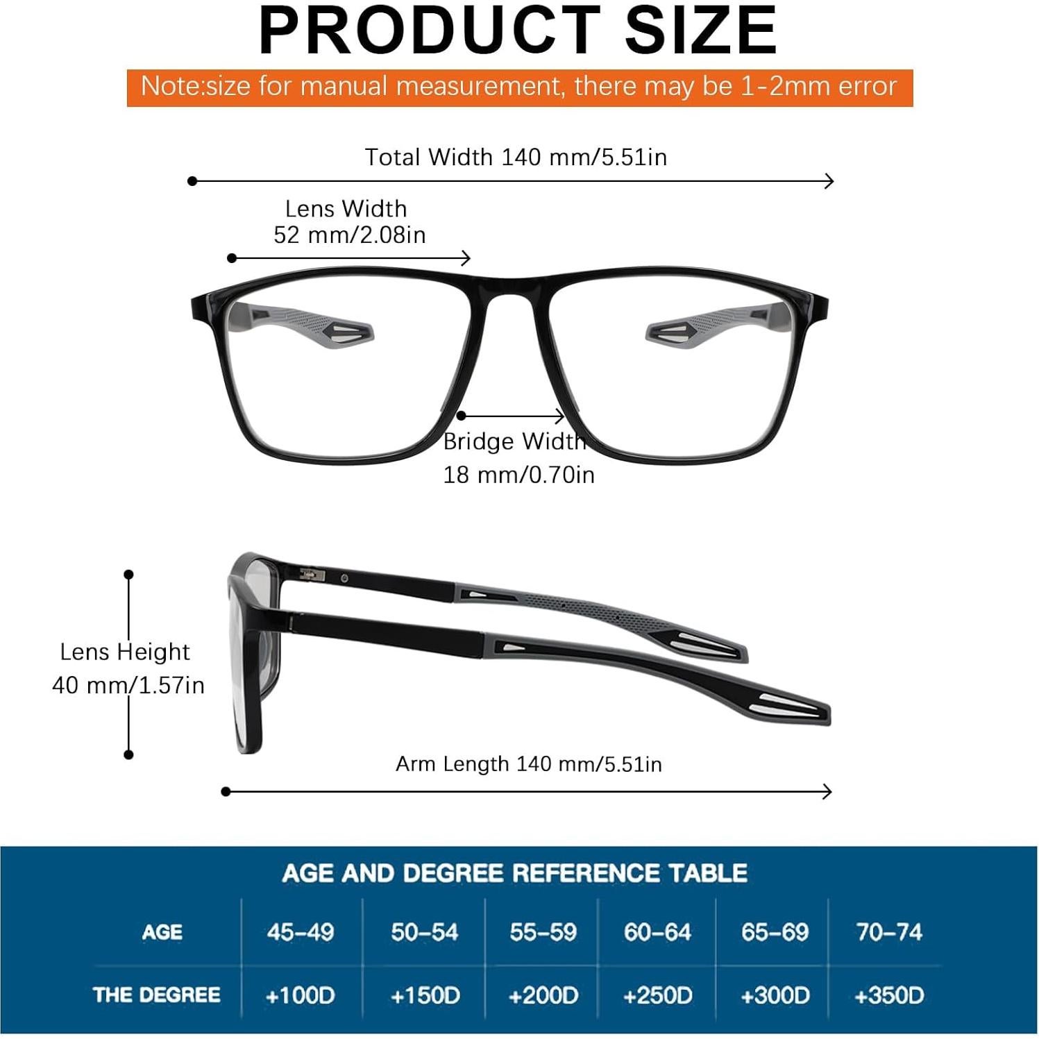 Gafas de lectura progresivas TR90 con bloqueo luz azul 2.0x