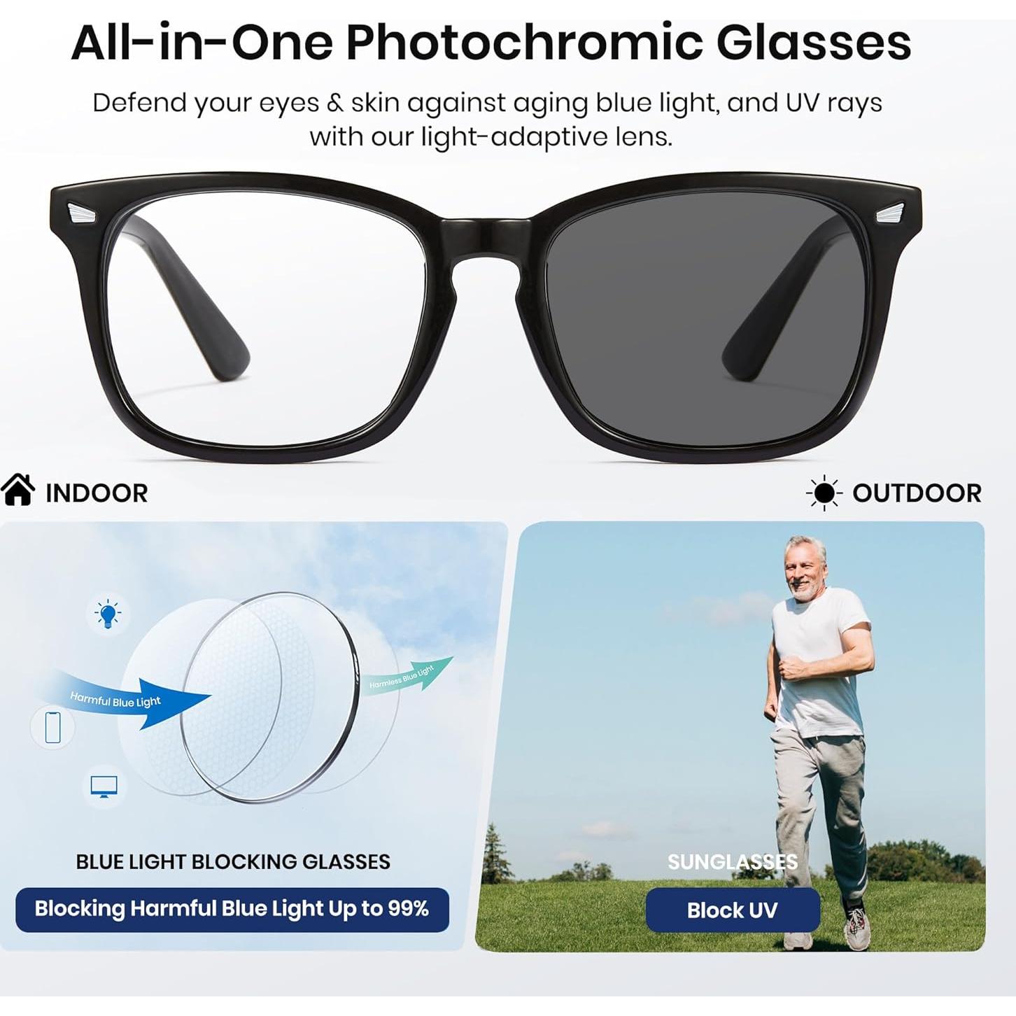 Gafas de lectura Cyxus bifocales fotochromáticas 1.0x anti luz azul