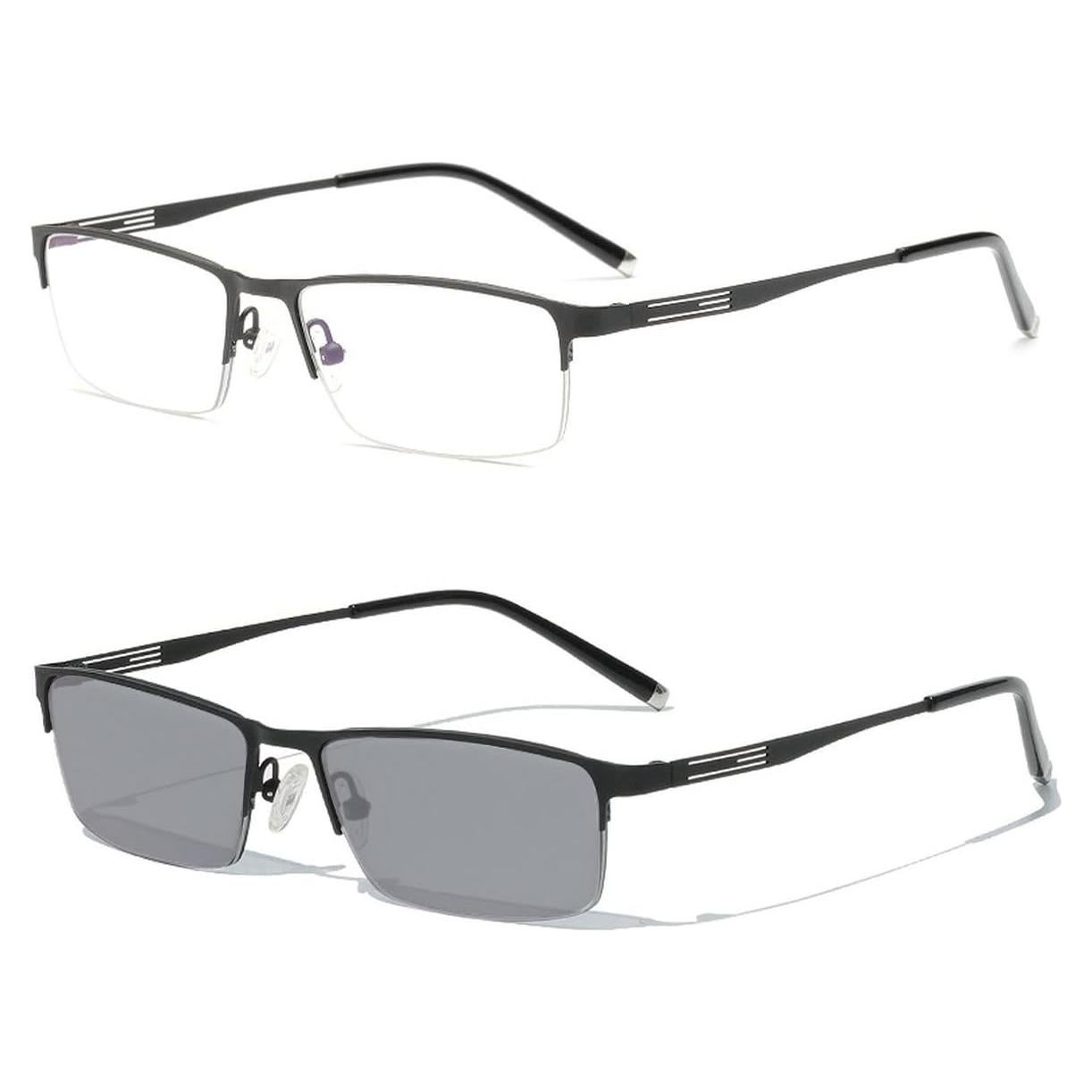 Gafas de lectura fotoquímicas Metal negro 3.0x para hombres