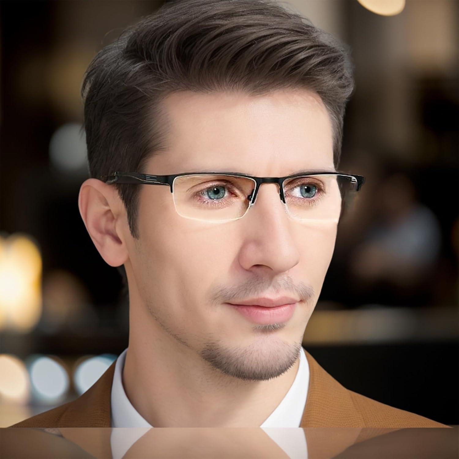 Gafas de lectura fotoquímicas Metal negro 3.0x para hombres