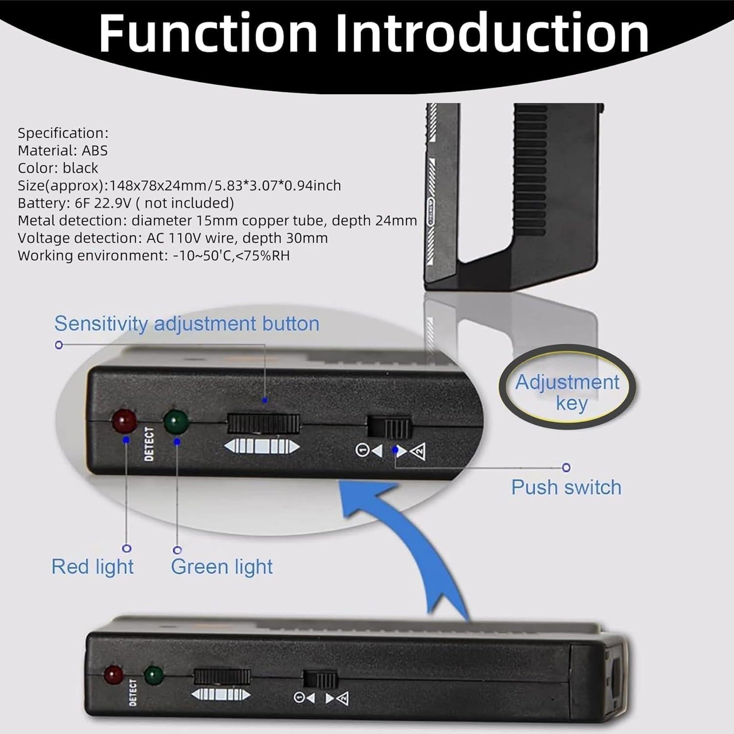 Detector de Metales Genérico Wpp123 con Alerta Ajustable