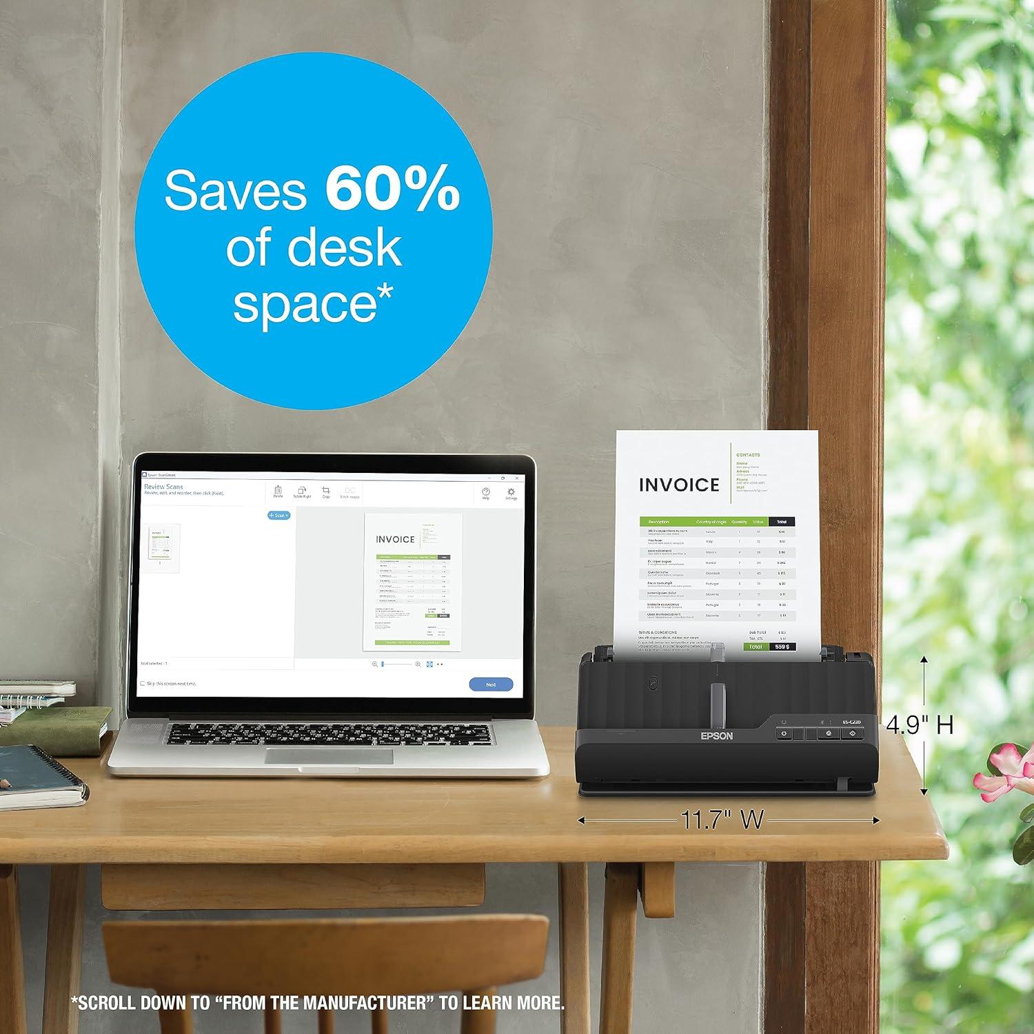 Escáner de Documentos Epson WorkForce ES-C220 ADF 20 Páginas