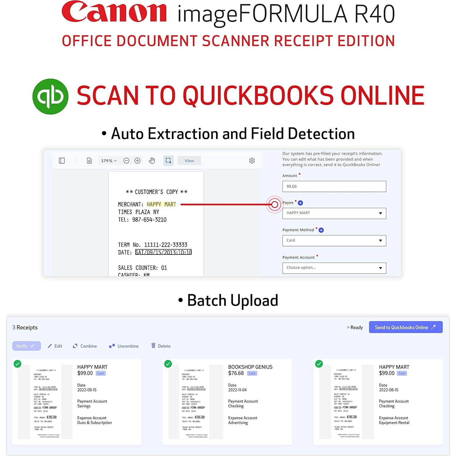 Escáner de Documentos Canon R40 Edición Recibos 2.80 kg