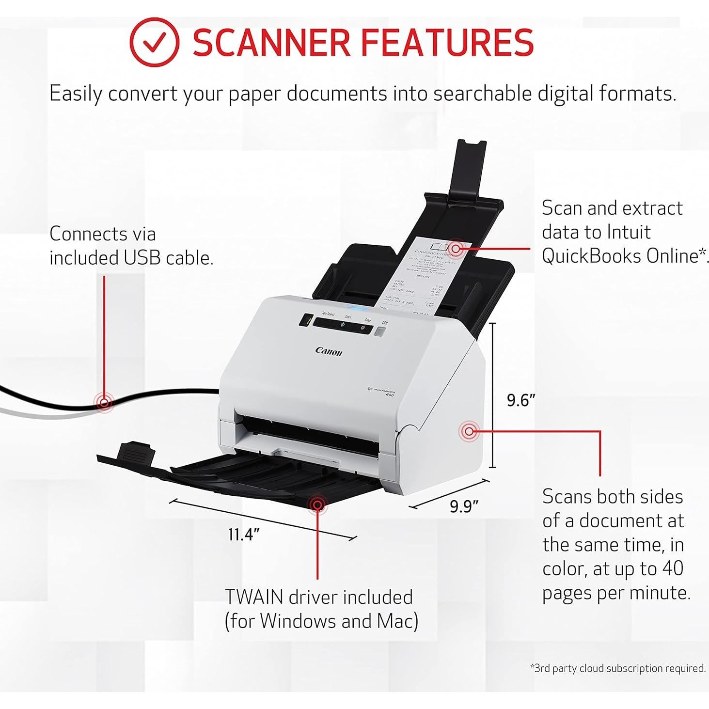 Escáner de Documentos Canon R40 Edición Recibos 2.80 kg