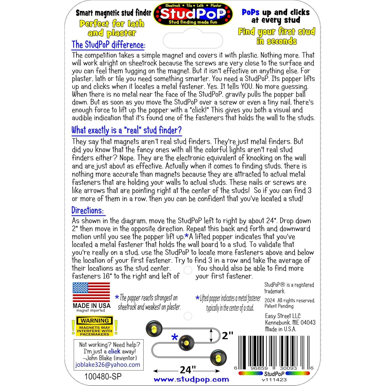 Buscador de Clavos Magnético StudPoP Original - Sin Baterías