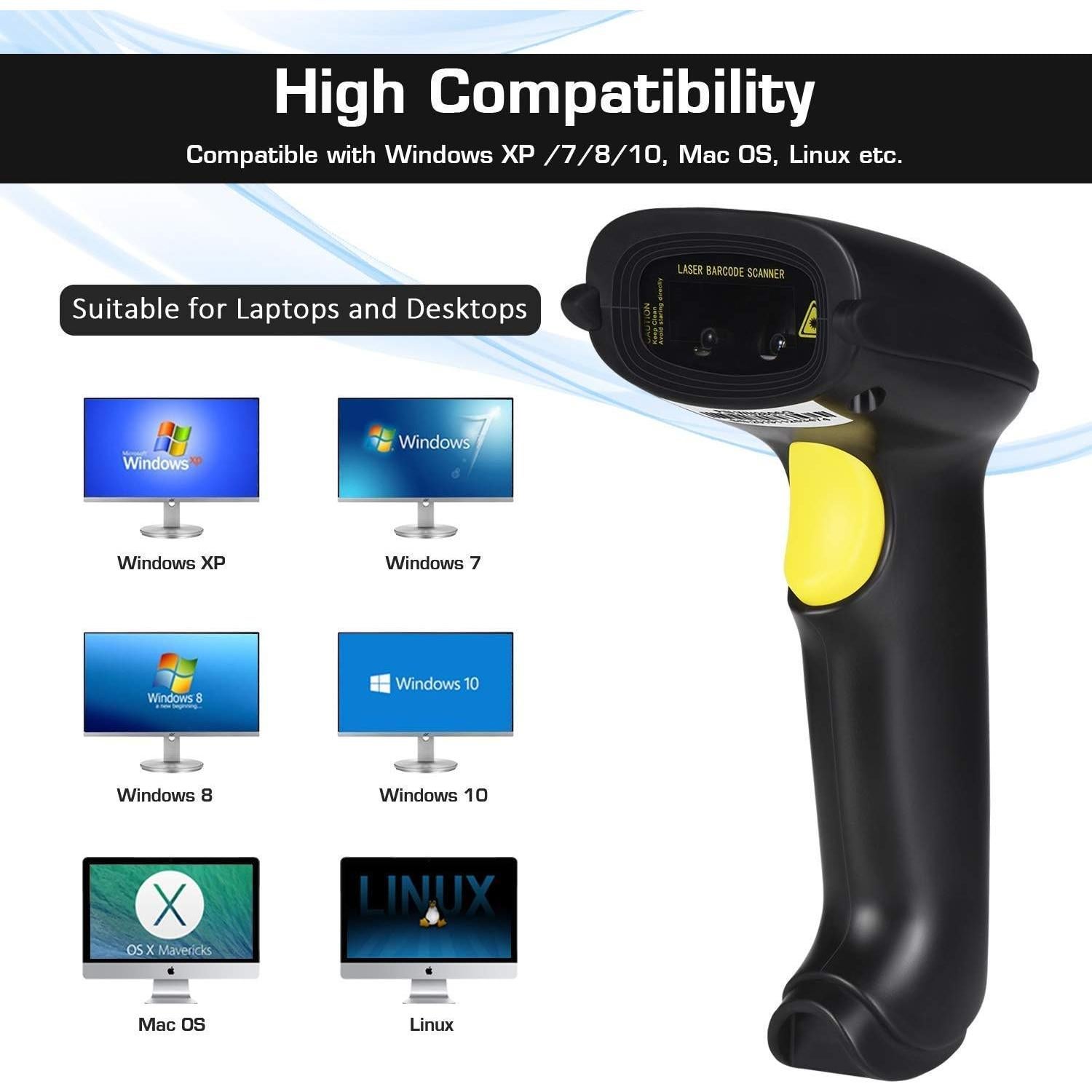 Escáner de Código de Barras WoneNice WN2806G USB 1D Negro