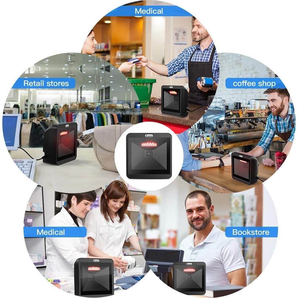 Escáner de Códigos de Barras 2D Eyoyo Automático USB