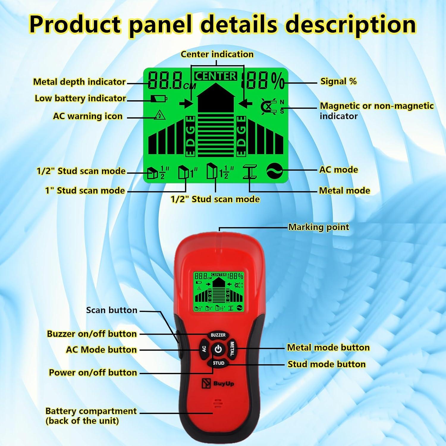 Buscador de Estudio 6 en 1 BuyUp TH370 Detector de Metales