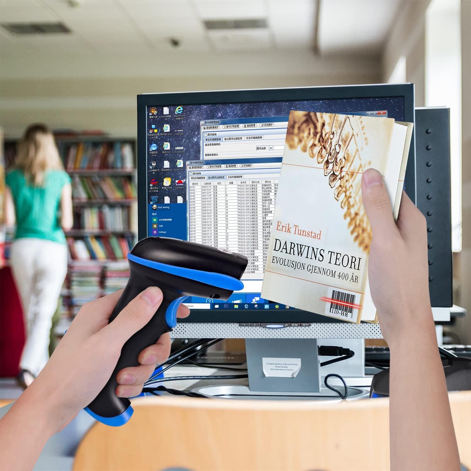 Escáner de Código de Barras WoneNice Inalámbrico 2-en-1 Azul