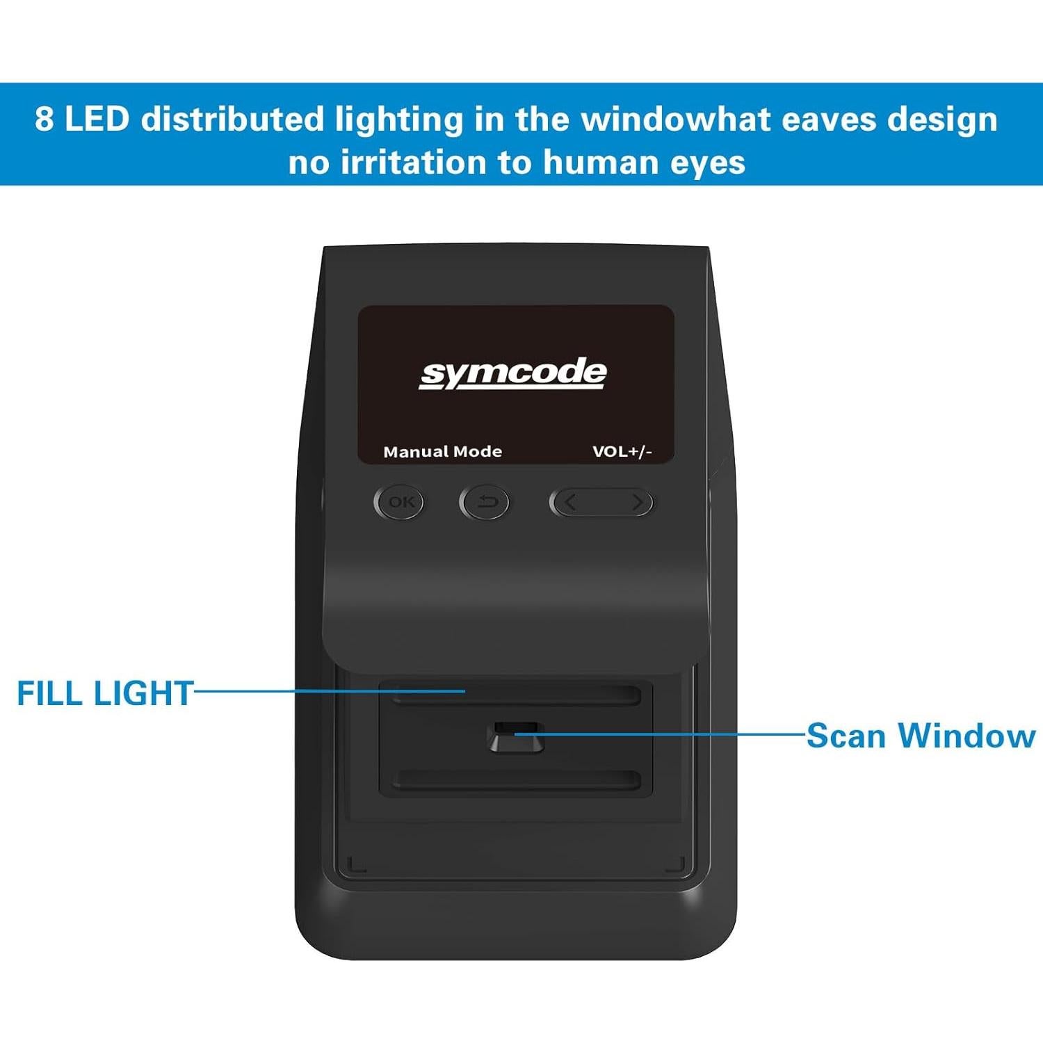 Symcode 1D 2D Hands-Free Barcode Scanner, with Omnidirectional Automatic Sensing Scanning Barcode Reader Adjustable Screen Scanning Platform Scanner for POS PC Supermarket Bookstore