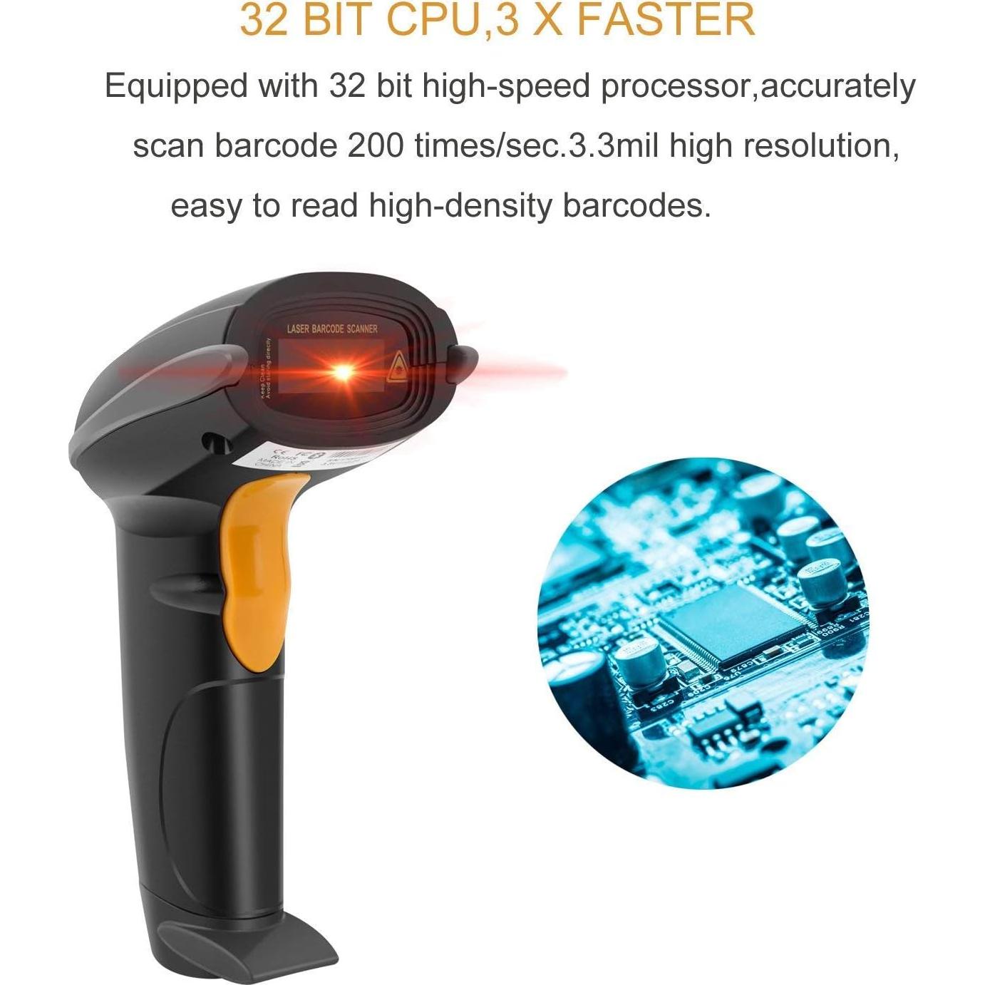 Escáner de Código de Barras UNIDEEPLY USB 1D Ergonómico Negro