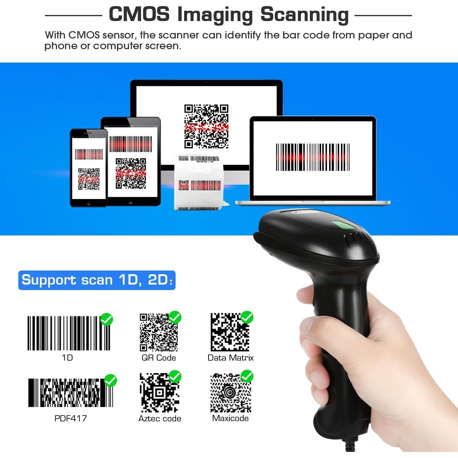 Escáner de Código de Barras WoneNice 1D 2D USB Automático