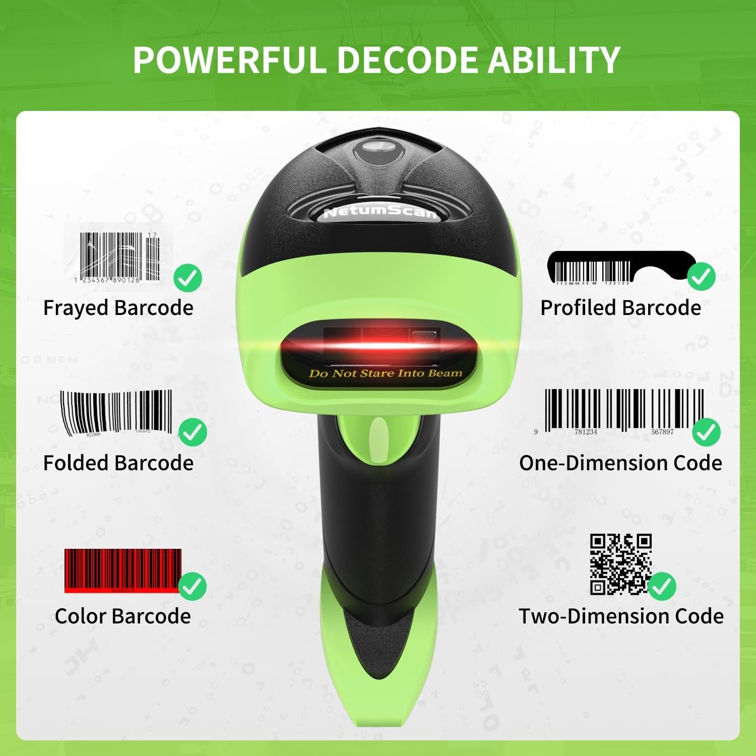 Escáner de Código de Barras 2D NetumScan Verde USB