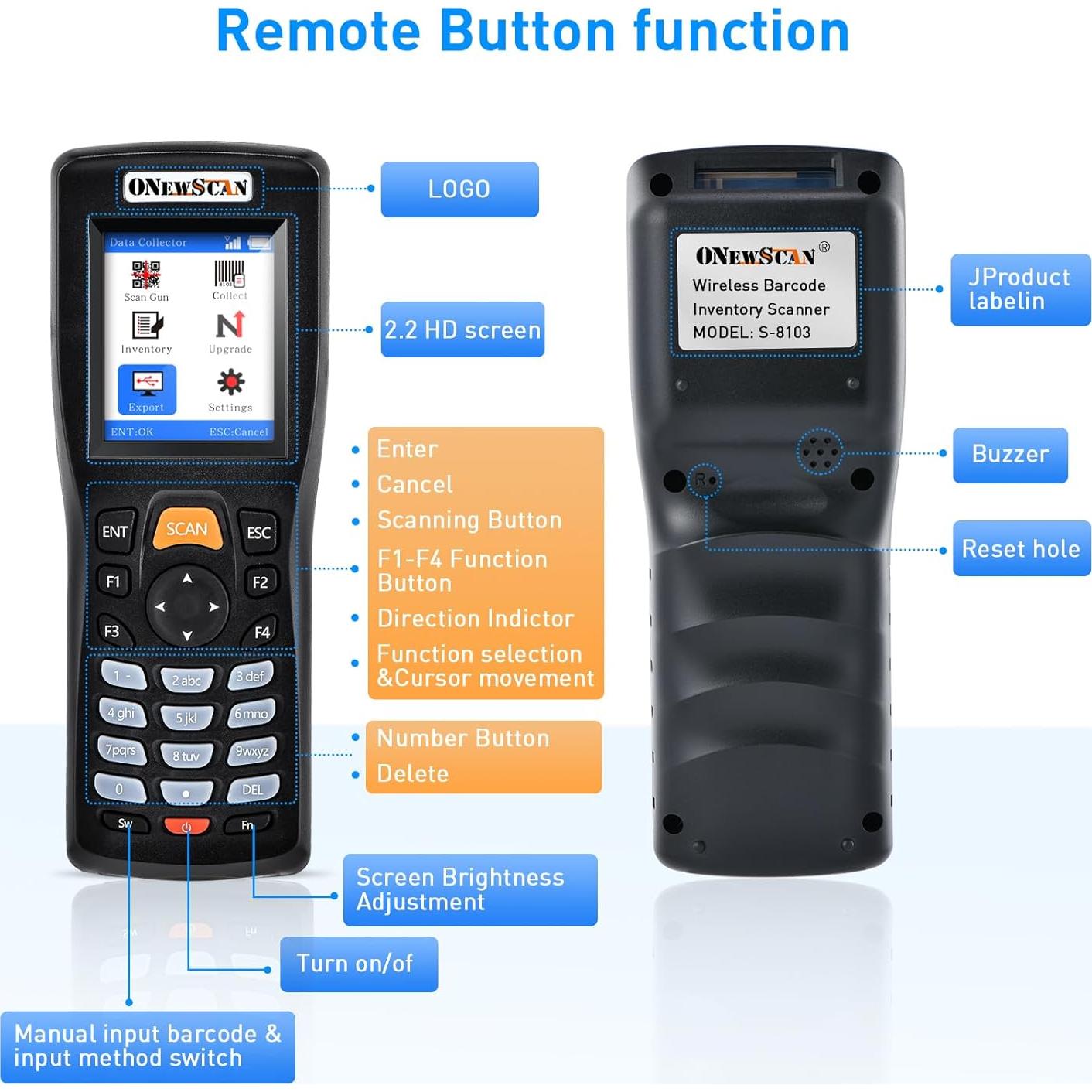 Escáner de Código de Barras Inalámbrico Onewscan 8103T 2D