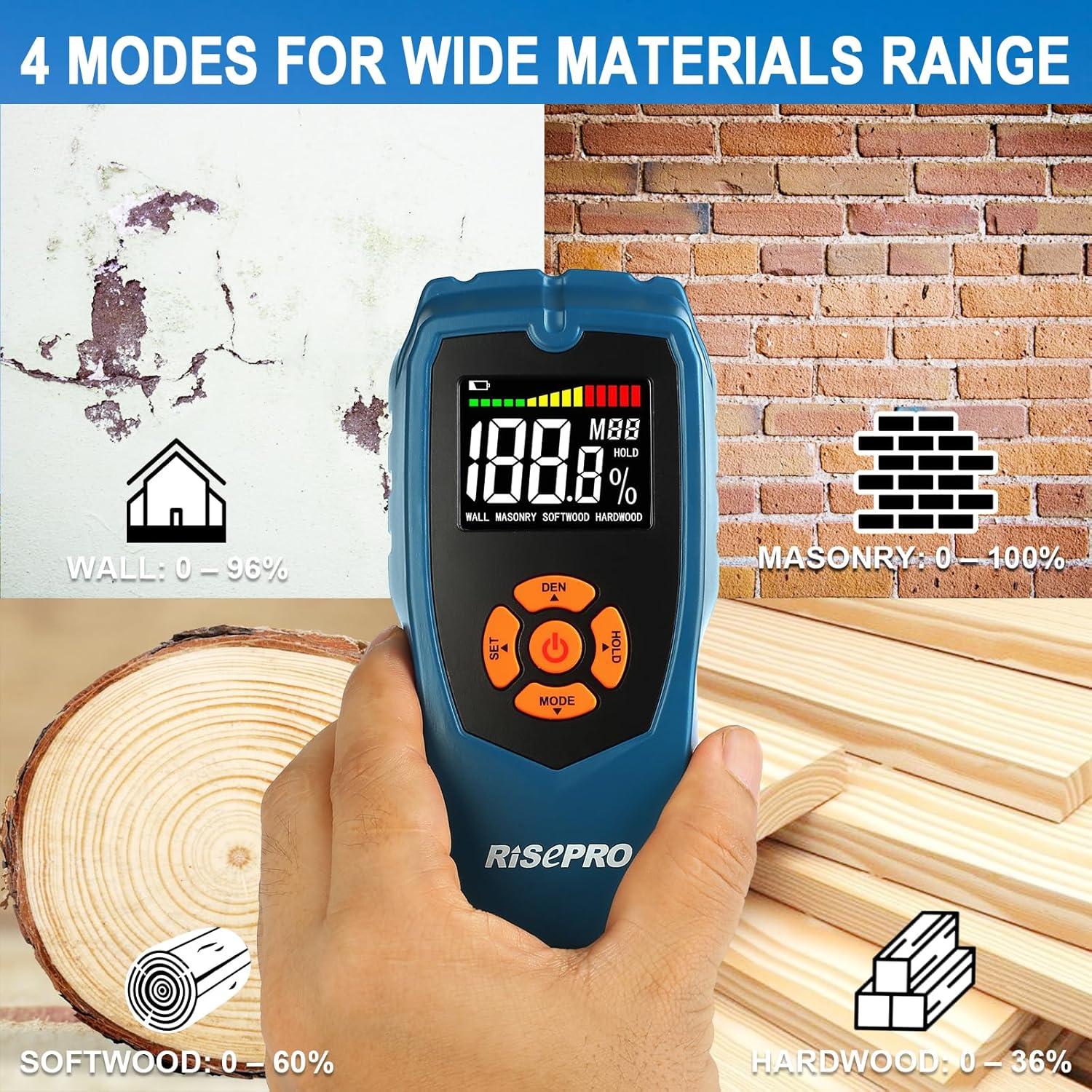 PInless Non-Destructive Wood Moisture Detector Scanner for Firewood, Wall, Masonry, Softwood and Hardwood