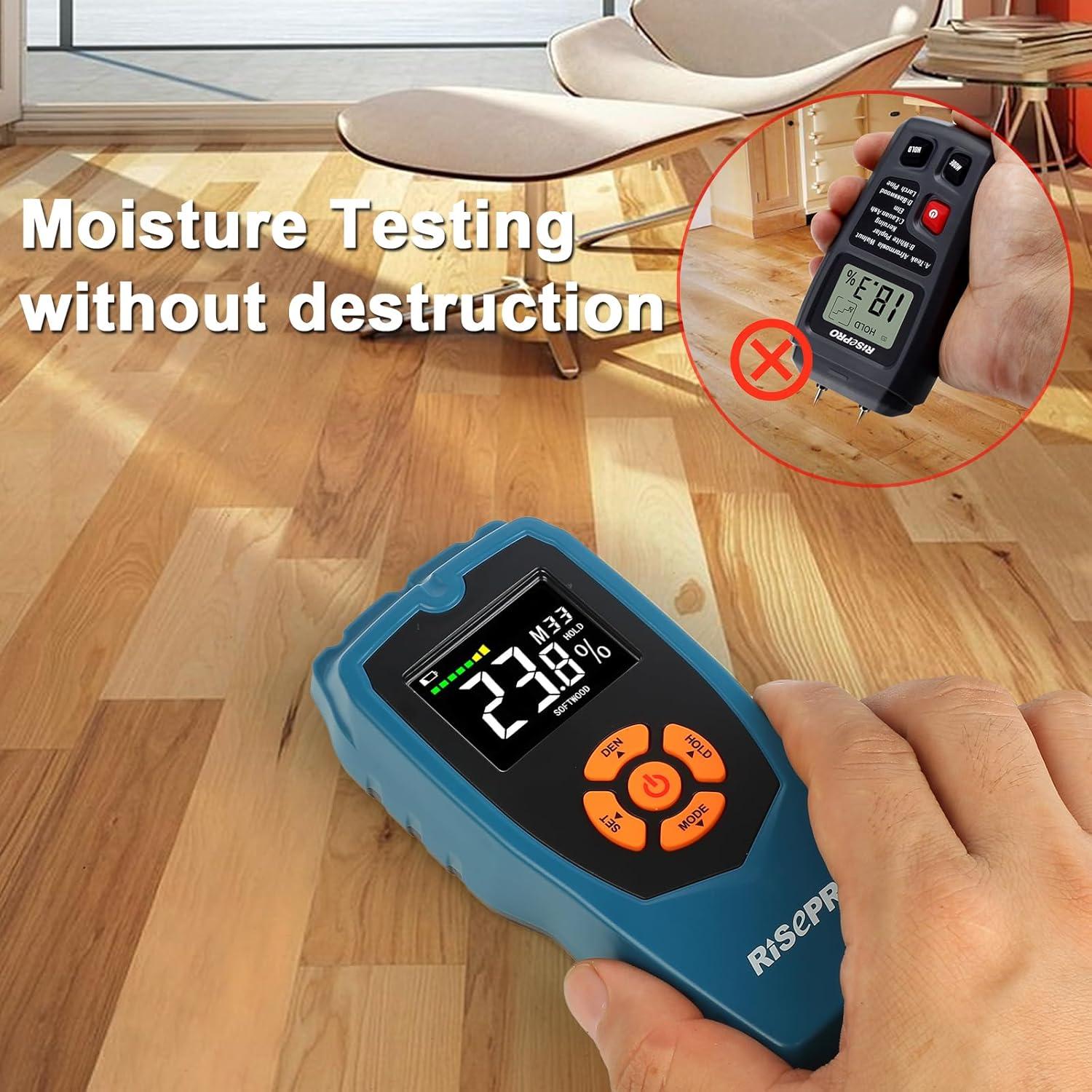 PInless Non-Destructive Wood Moisture Detector Scanner for Firewood, Wall, Masonry, Softwood and Hardwood